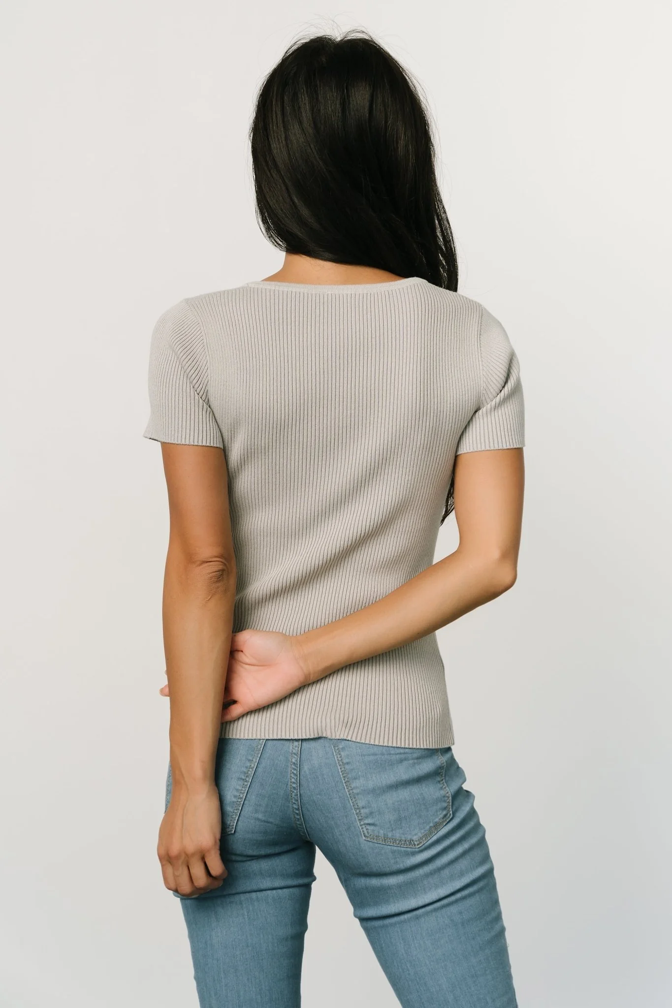 Nico Ribbed Top | Gray