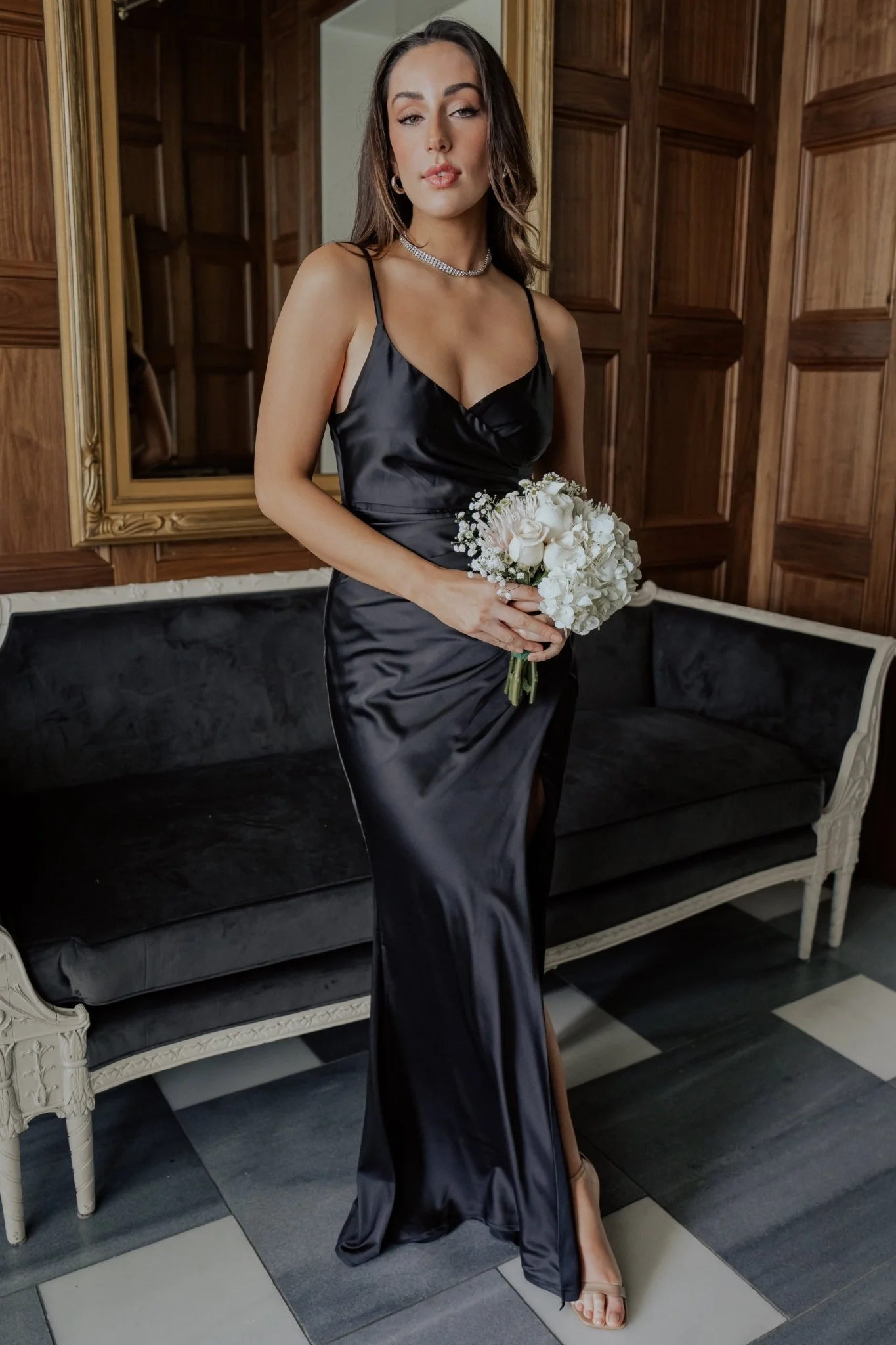 Monet Satin Gown | Black