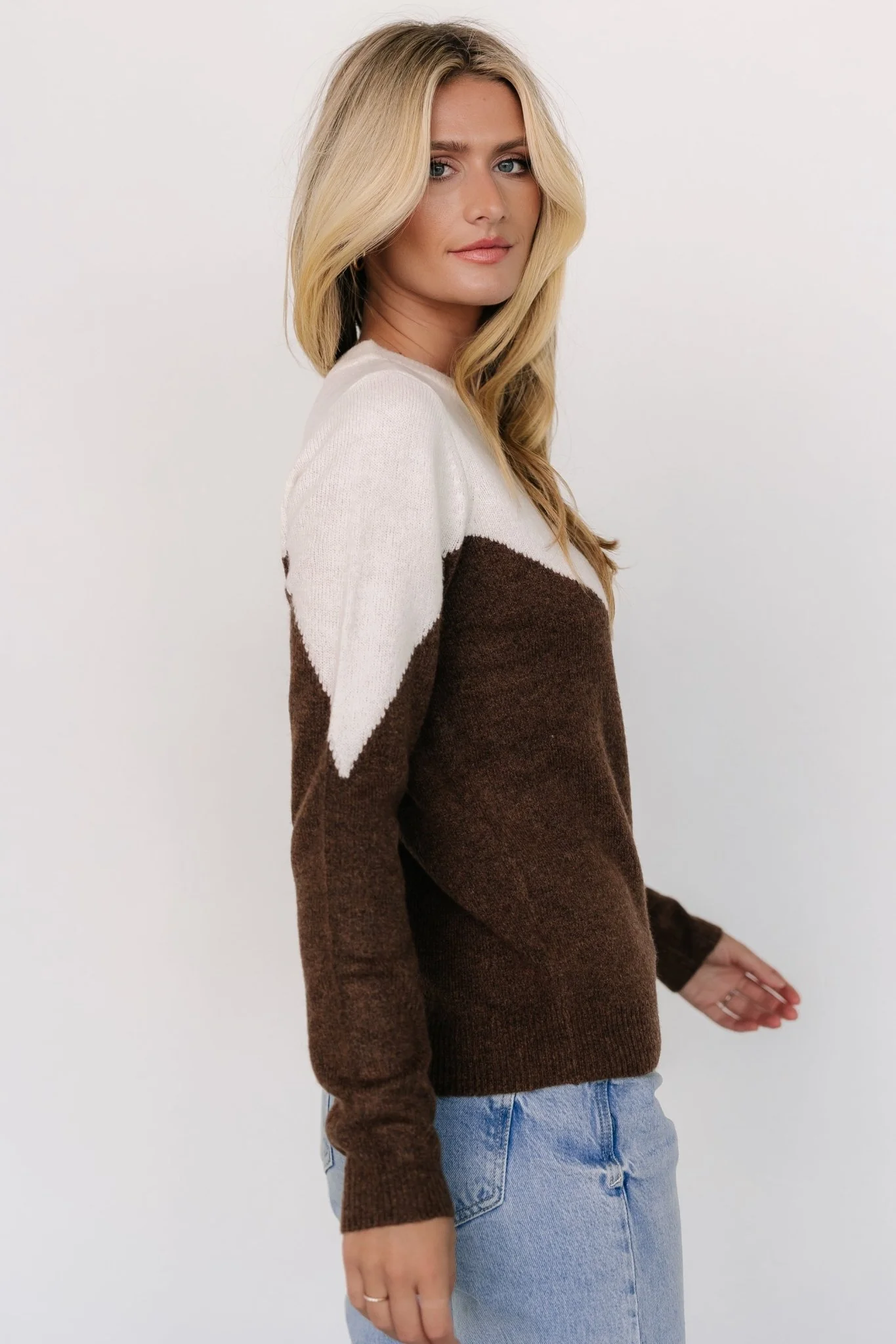 Tanner Sweater | Ivory + Brown