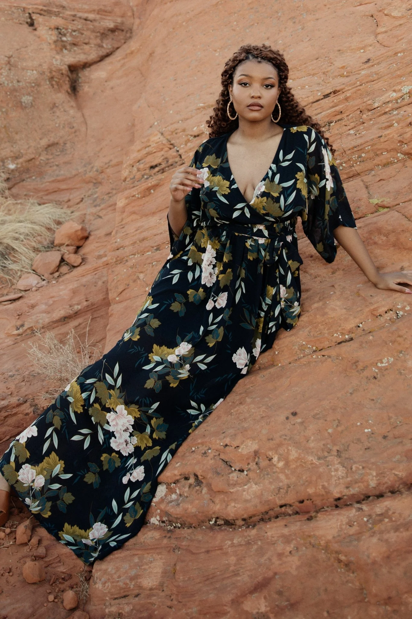 Kia Kimono Maxi Dress | Navy Floral