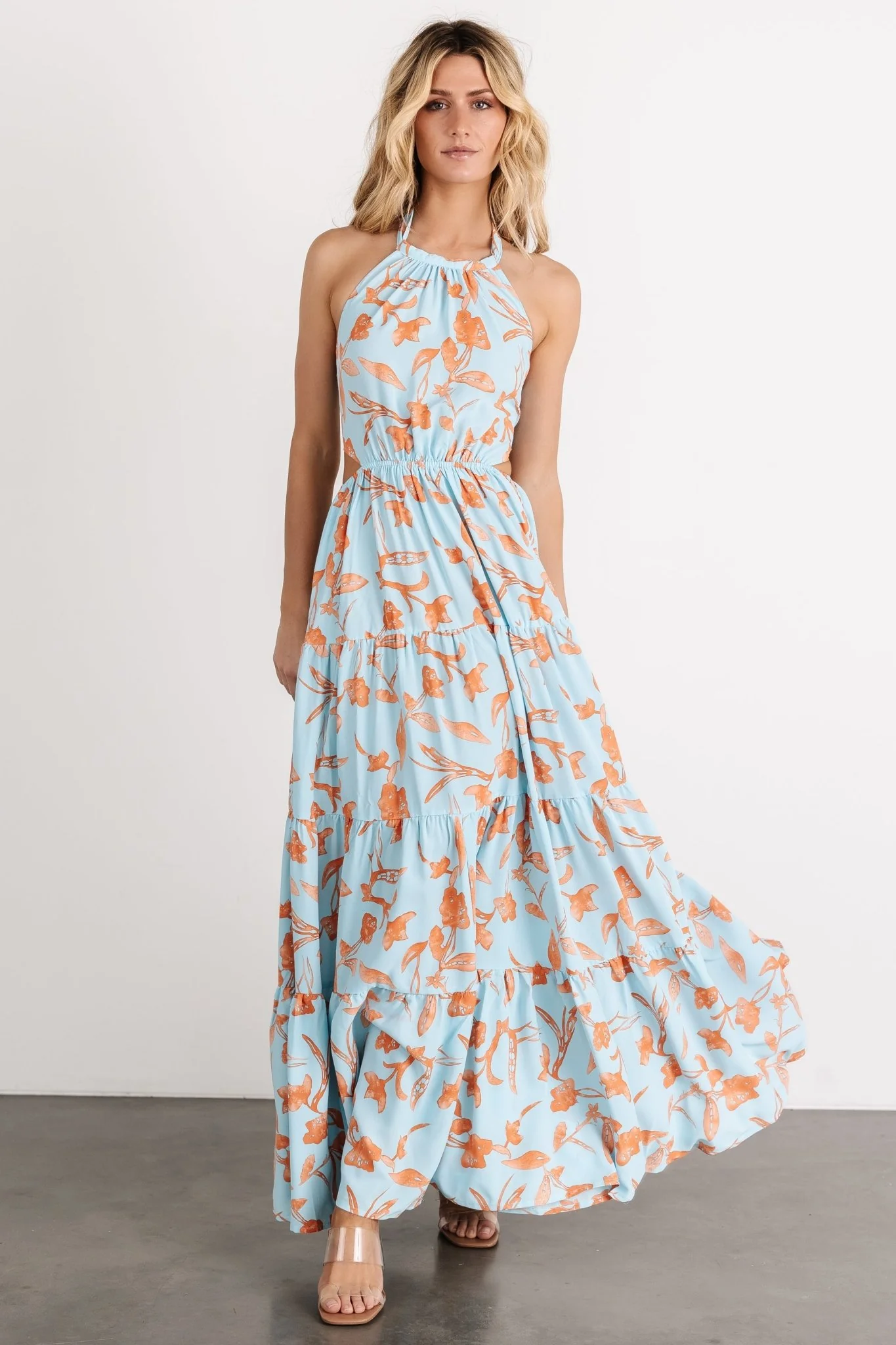 Laie Back Tie Maxi Dress | Blue + Orange