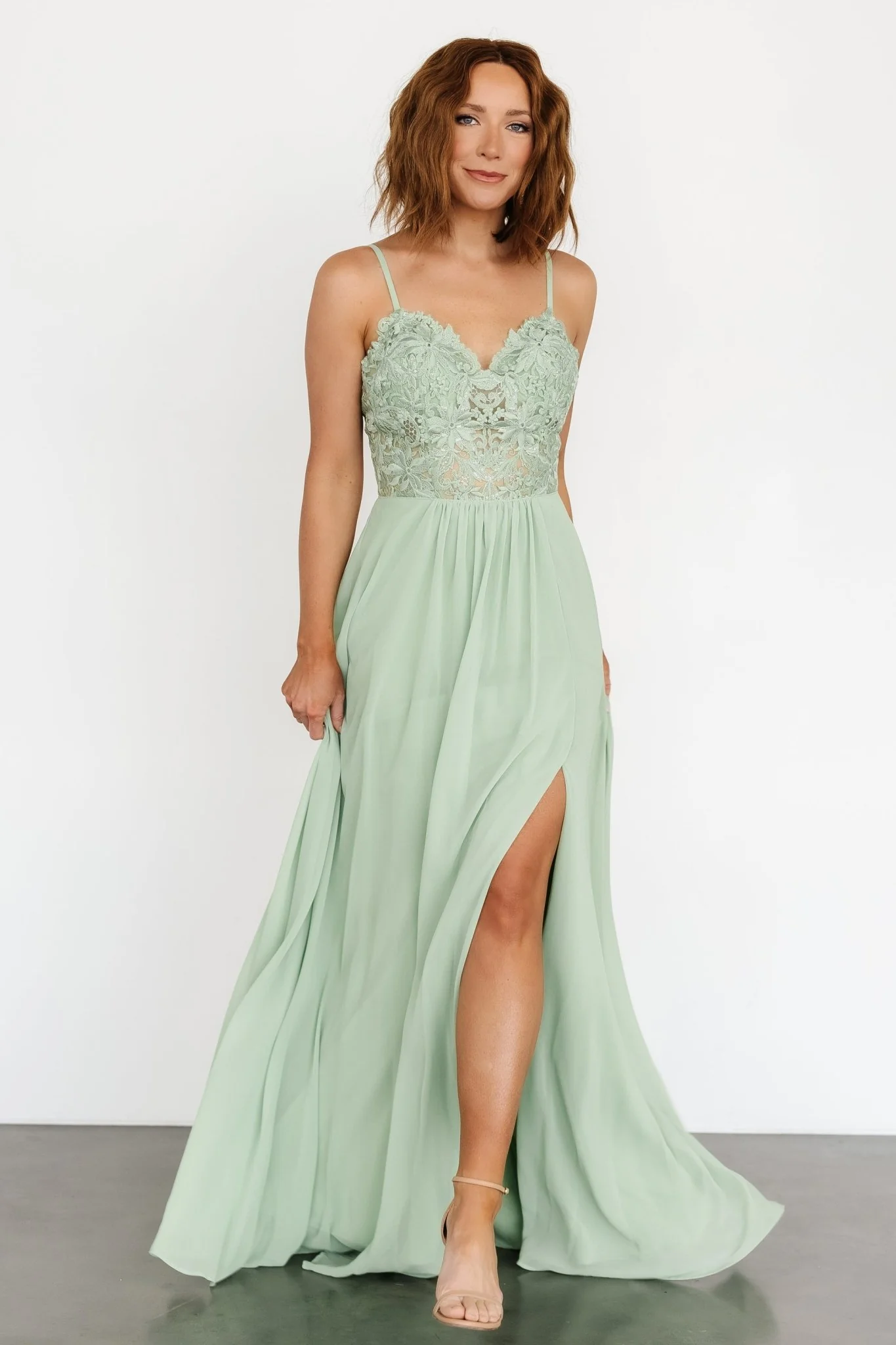 Samantha Lace Top Gown | Sage