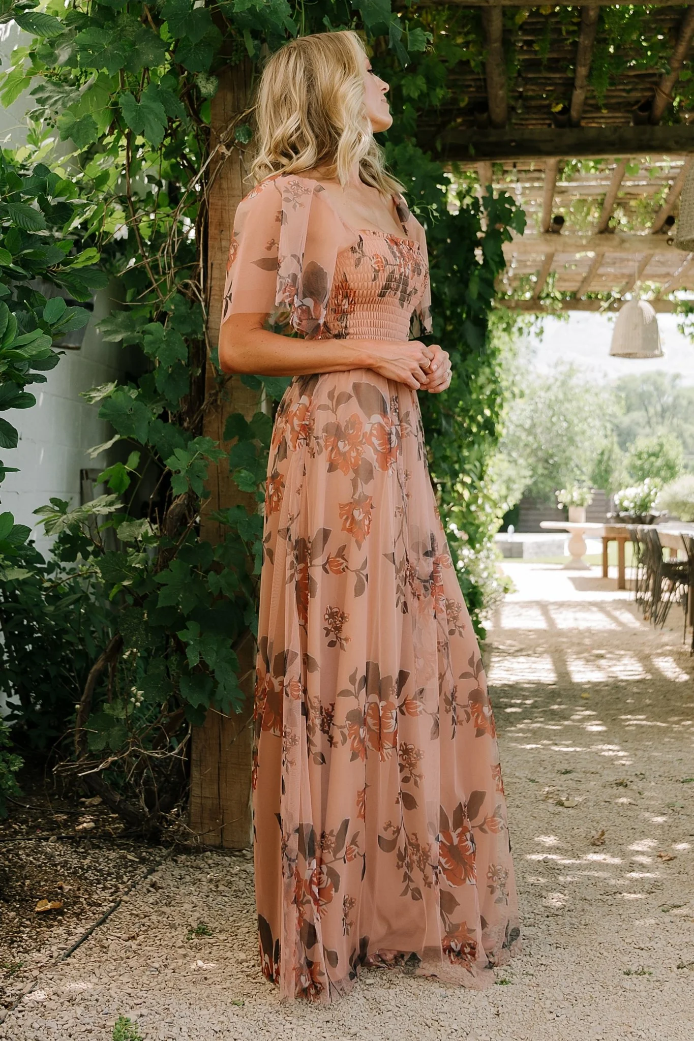 Cassandra Tulle Maxi Dress | Copper Floral