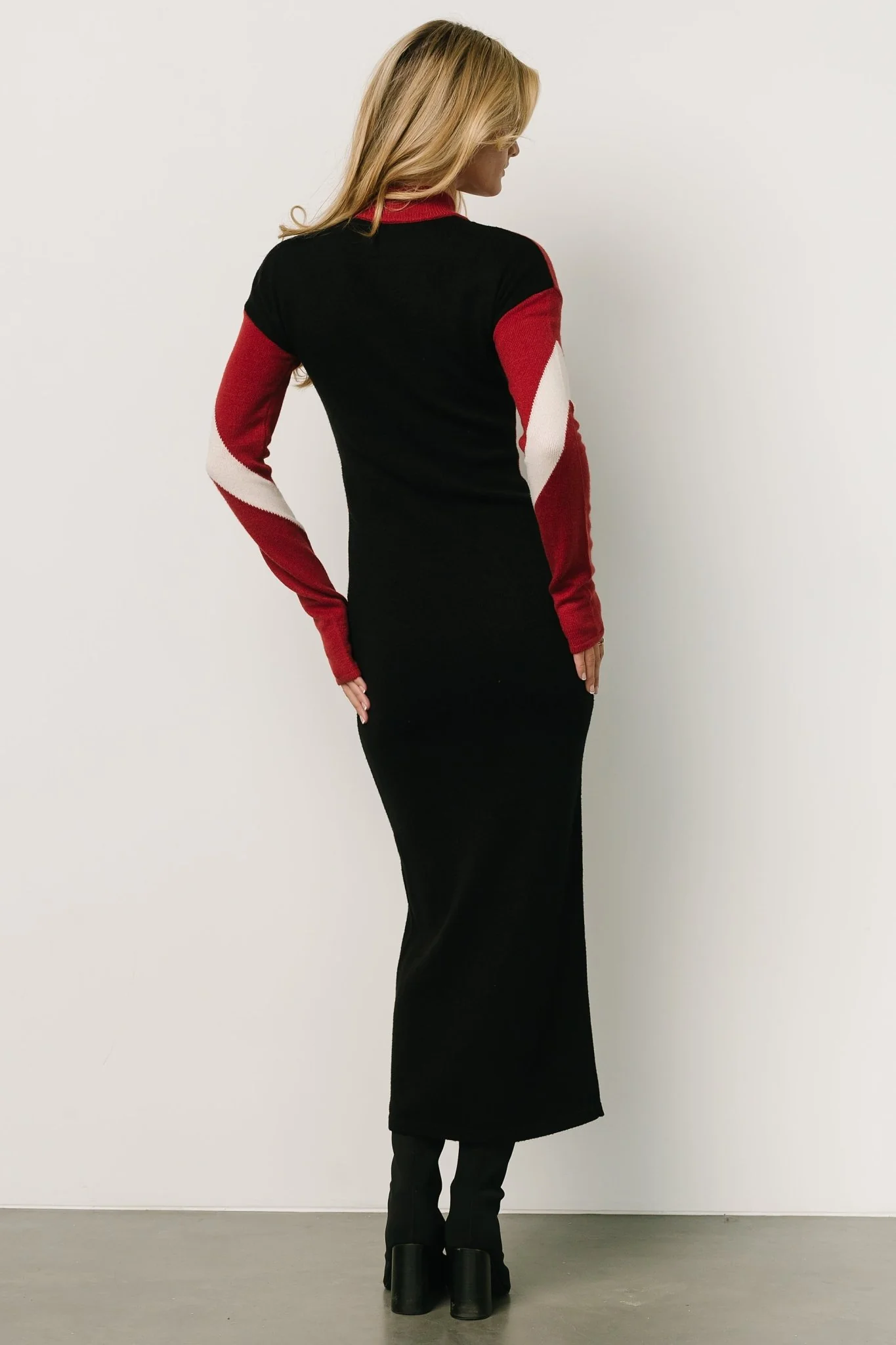 Squires Sweater Dress | Red + Black