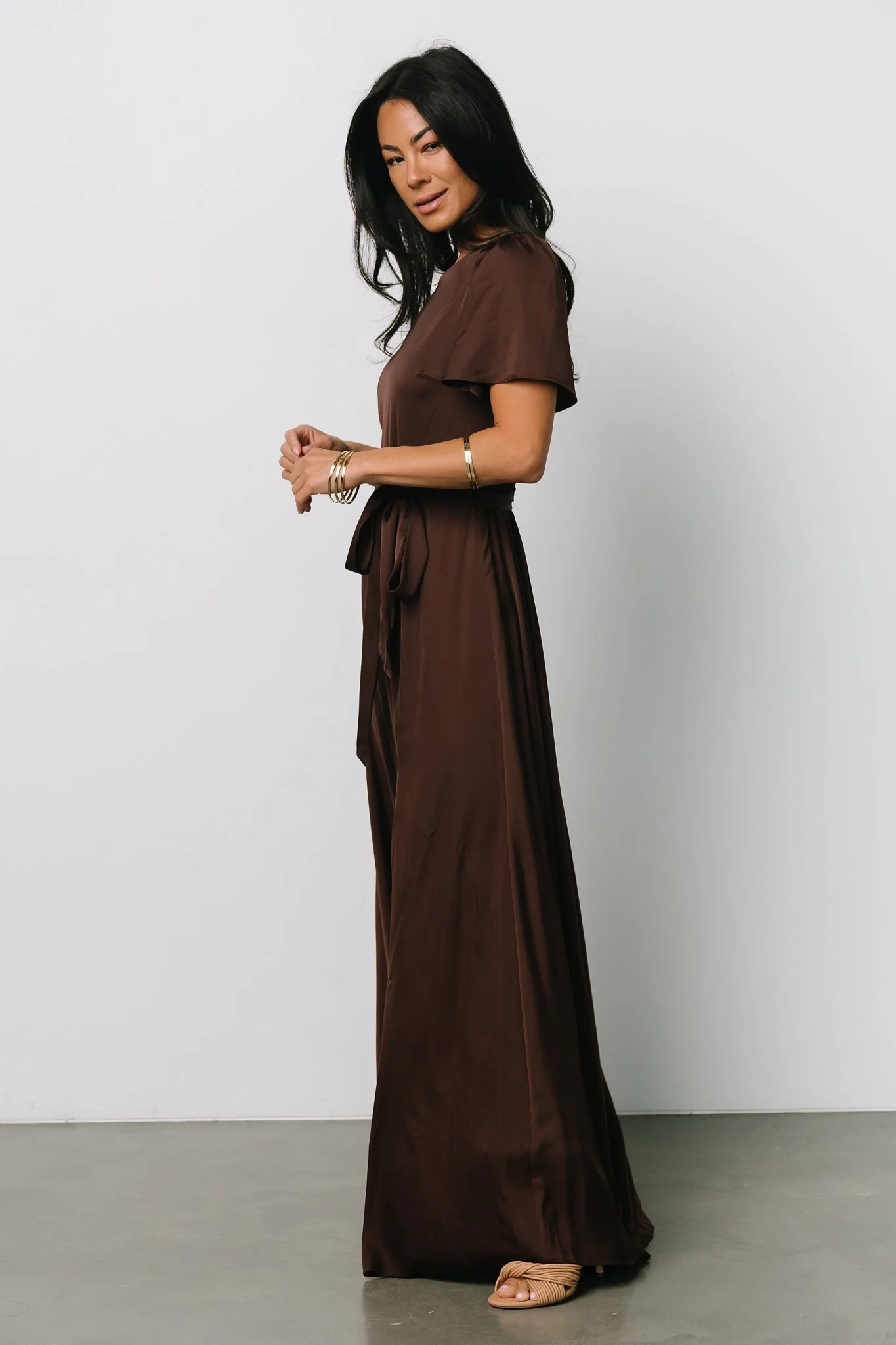 Agnes Satin Maxi Dress | Espresso
