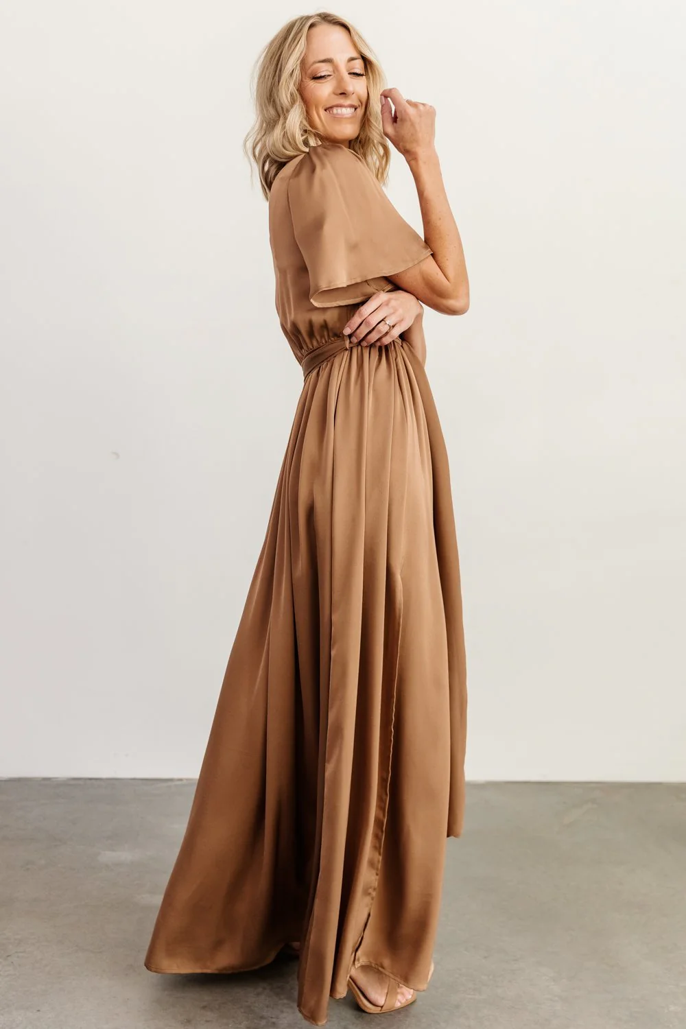 Sicily Satin Maxi Dress | Mocha