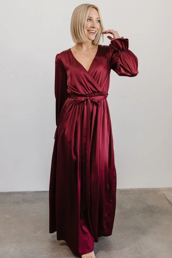 Holly Satin Maxi Dress | Cranberry