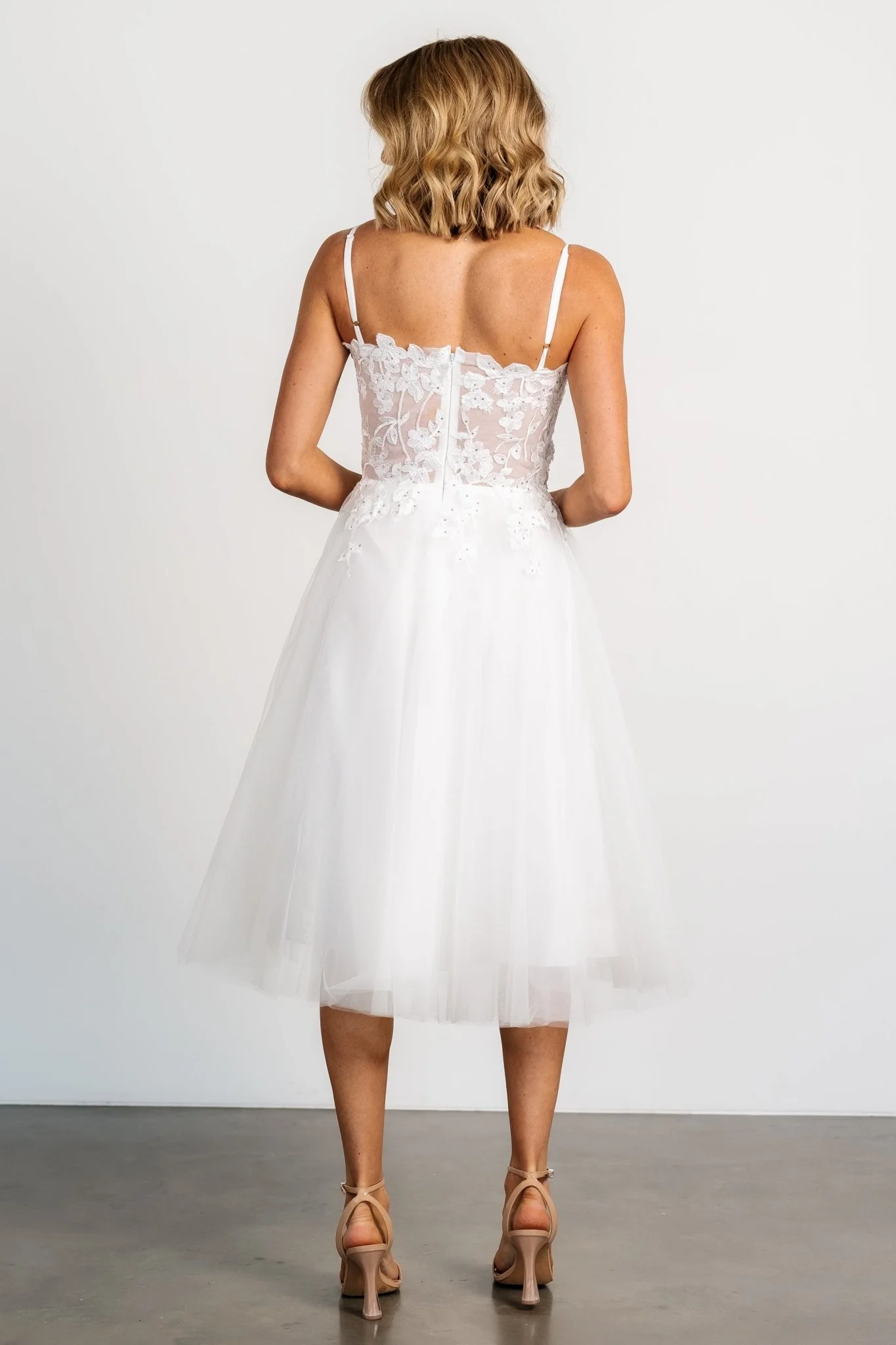 Noelle Shimmer Midi Dress | Off White