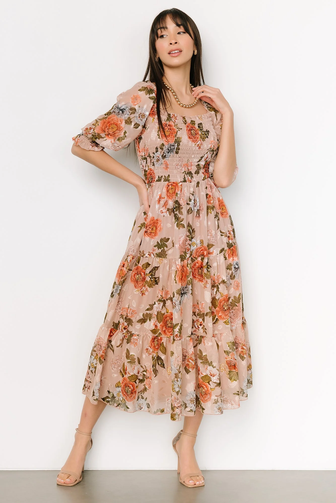 Fabian Jacquard Midi Dress | Dusty Mauve Multi