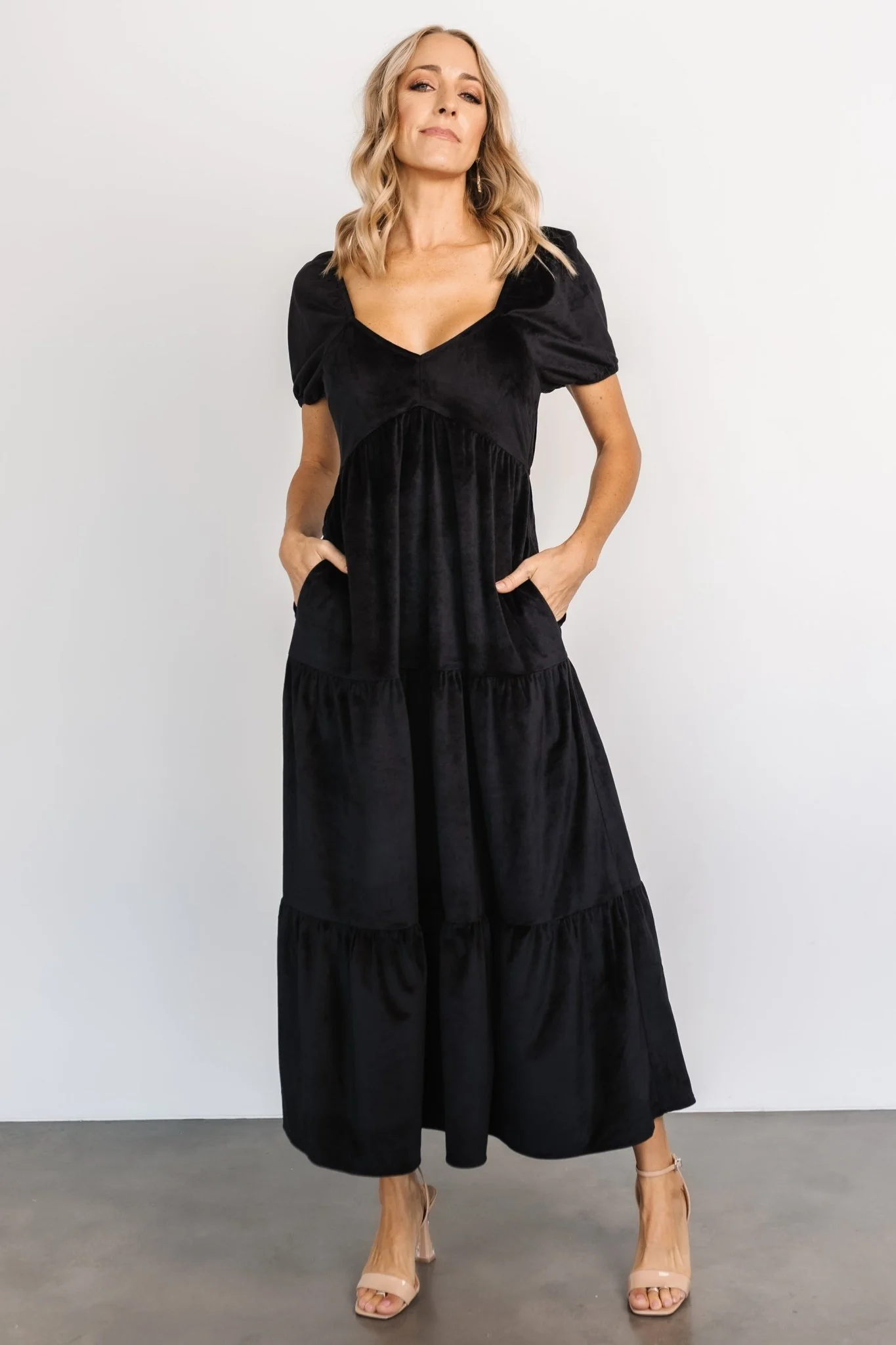 Kenli Velvet Maxi Dress | Black