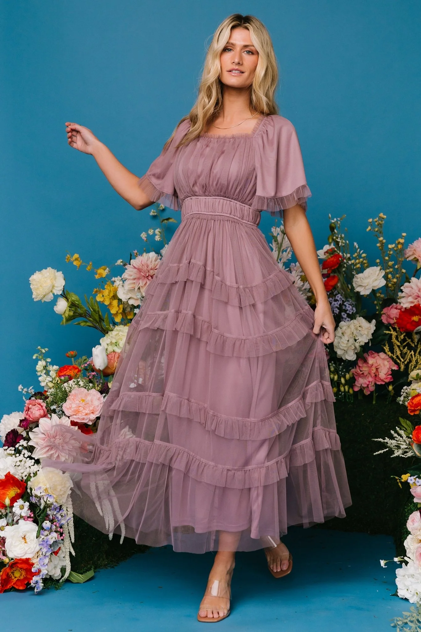 Magdalena Tulle Maxi Dress | Dusty Orchid