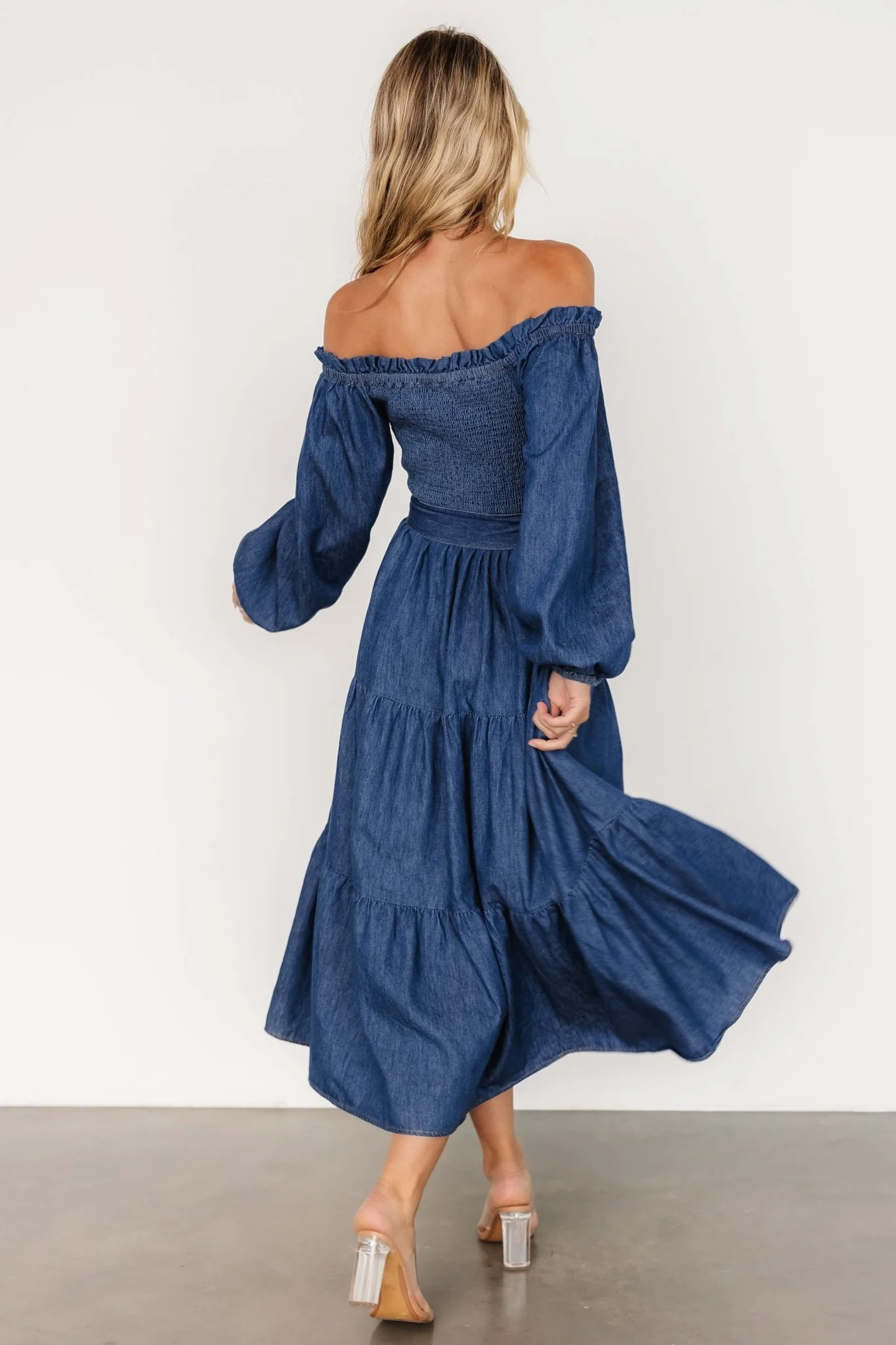 Lewiston Off Shoulder Dress | Denim Blue