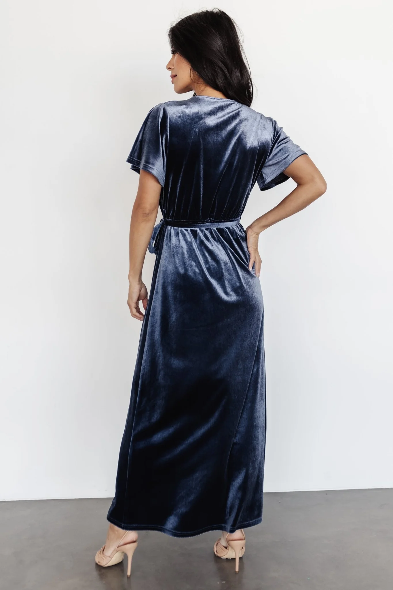 Nadine Velvet Midi Dress | Blue