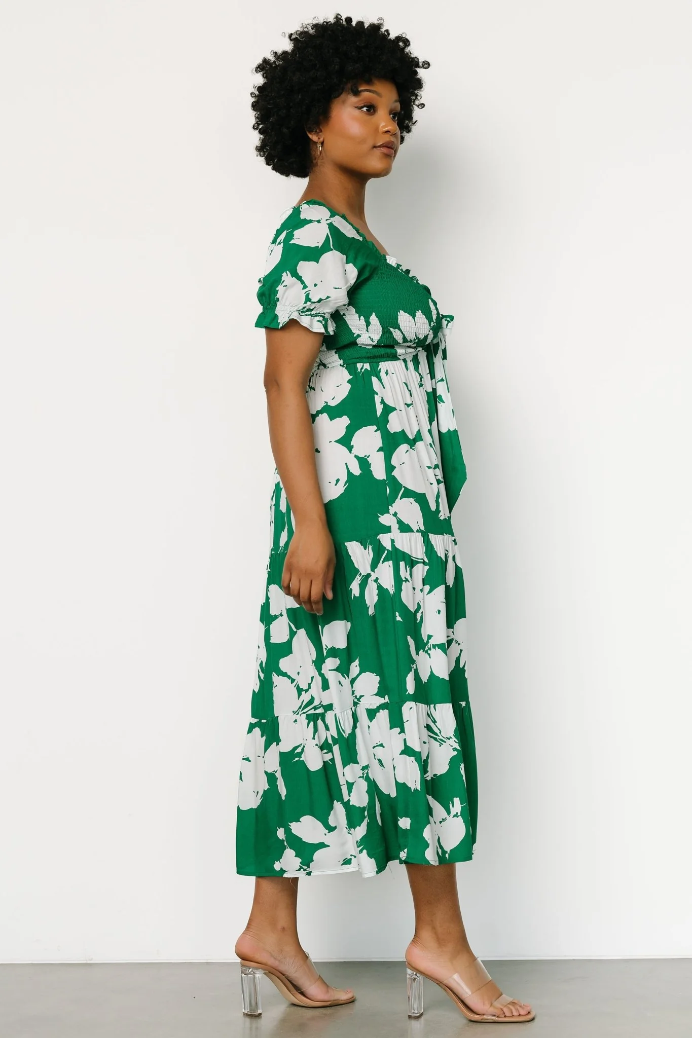 Kelley Smocked Maxi Dress | Green + White
