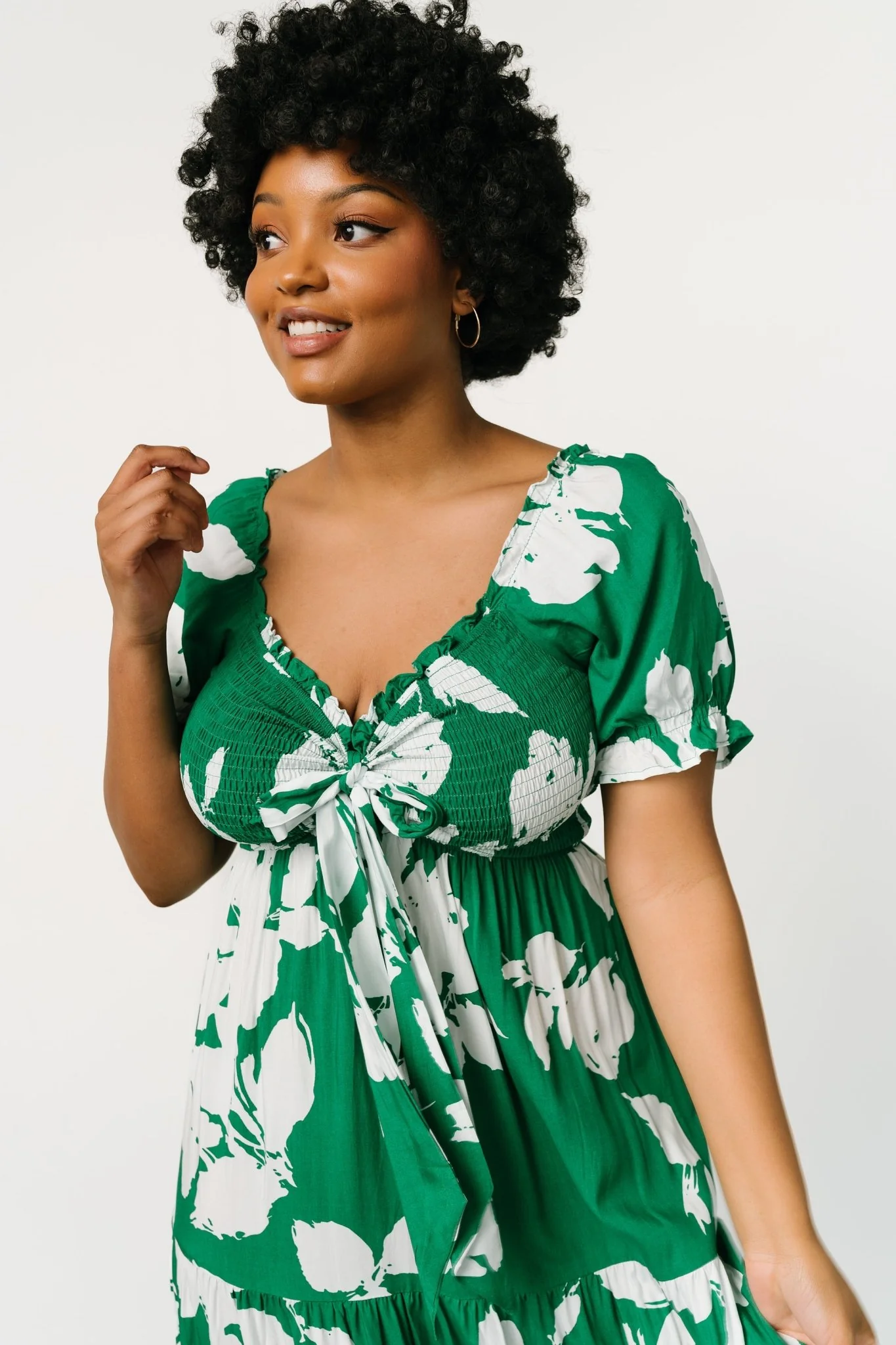 Kelley Smocked Maxi Dress | Green + White