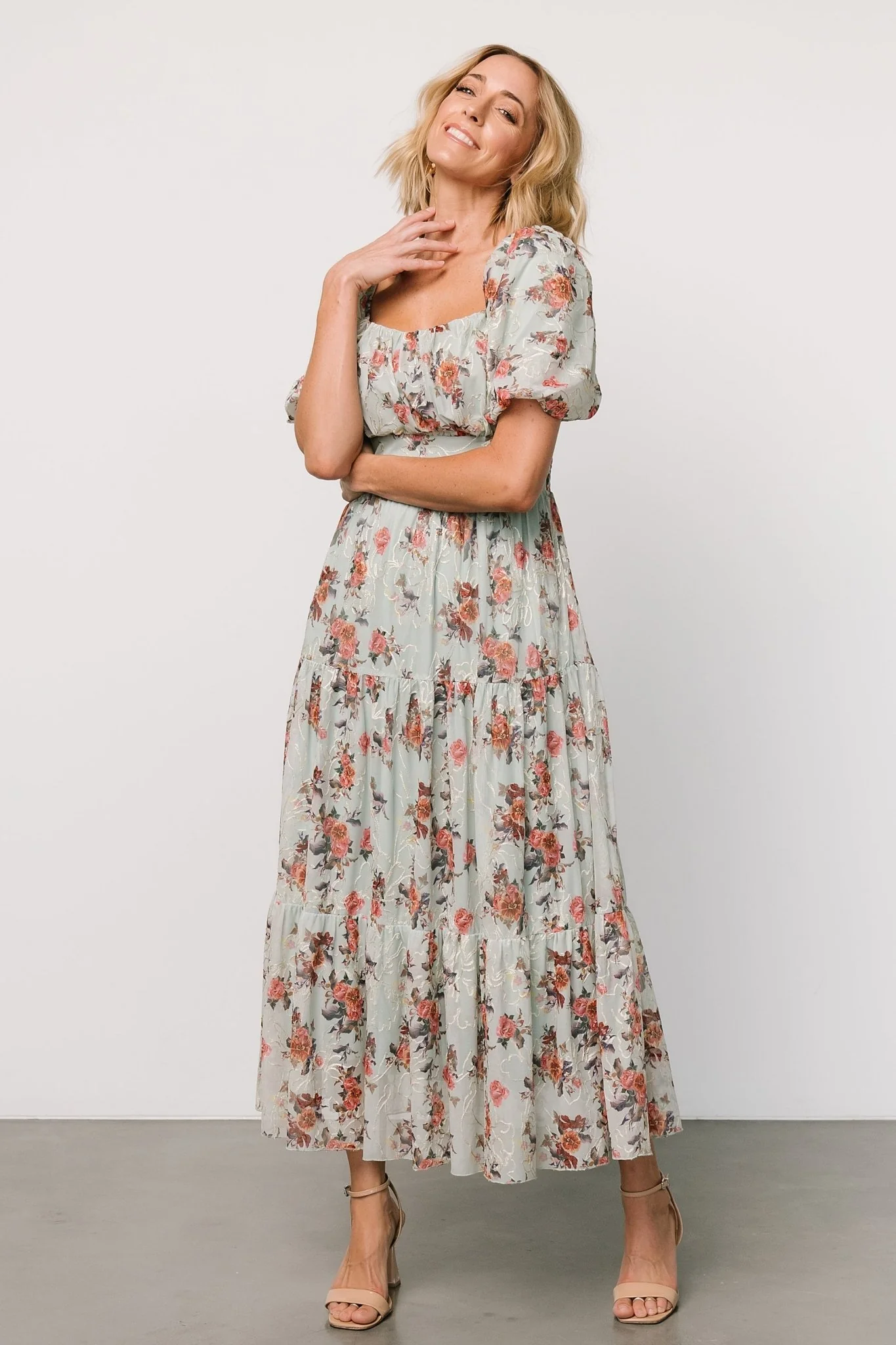 Annabeth Midi Dress | Eucalyptus Floral