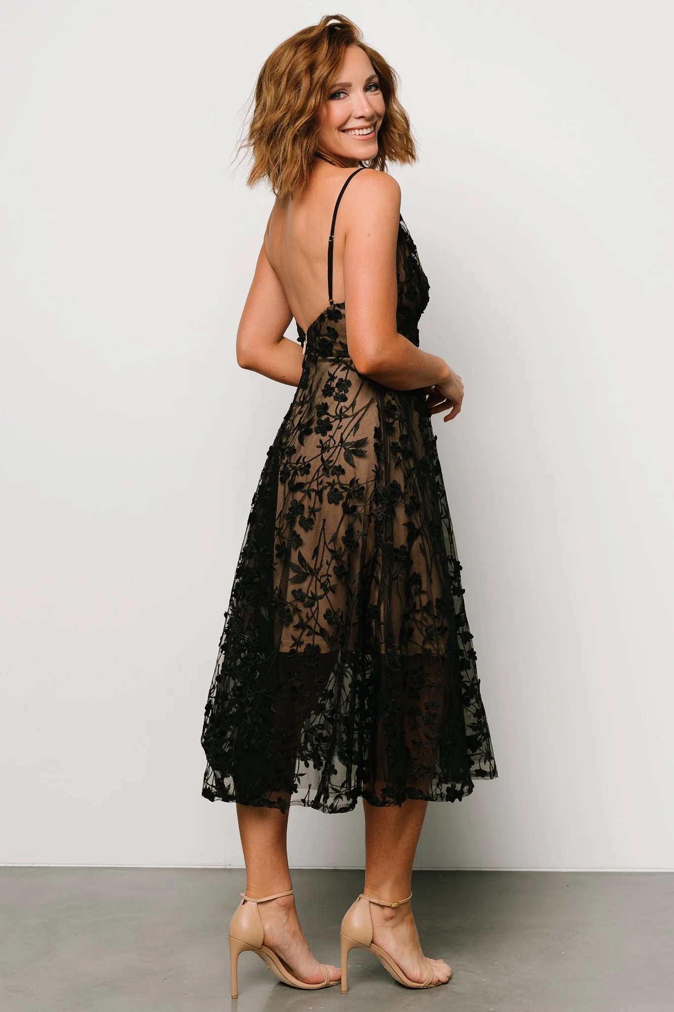 Larissa Midi Dress | Black + Nude