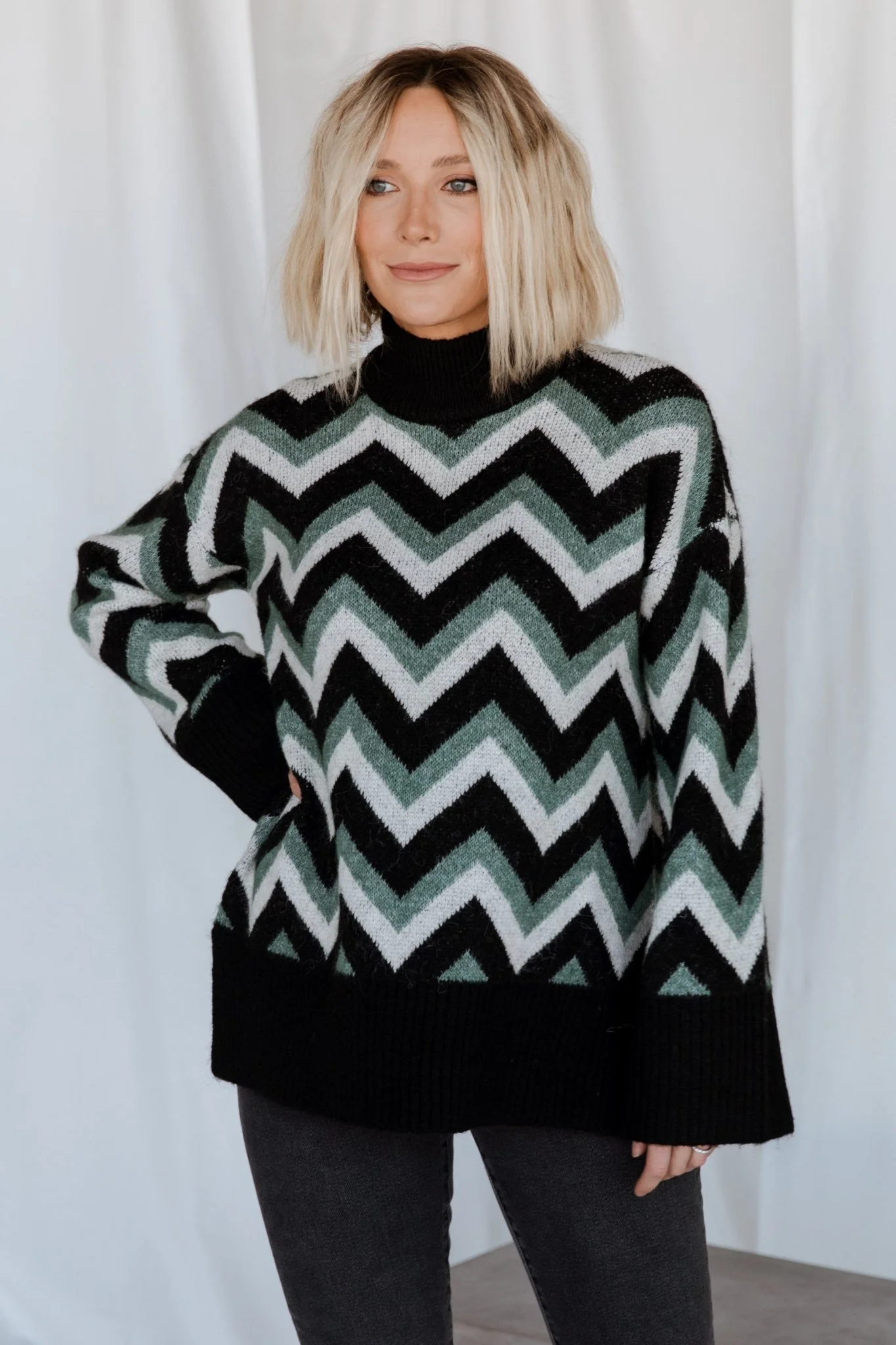 Ricks Sweater | Black + Green Multi
