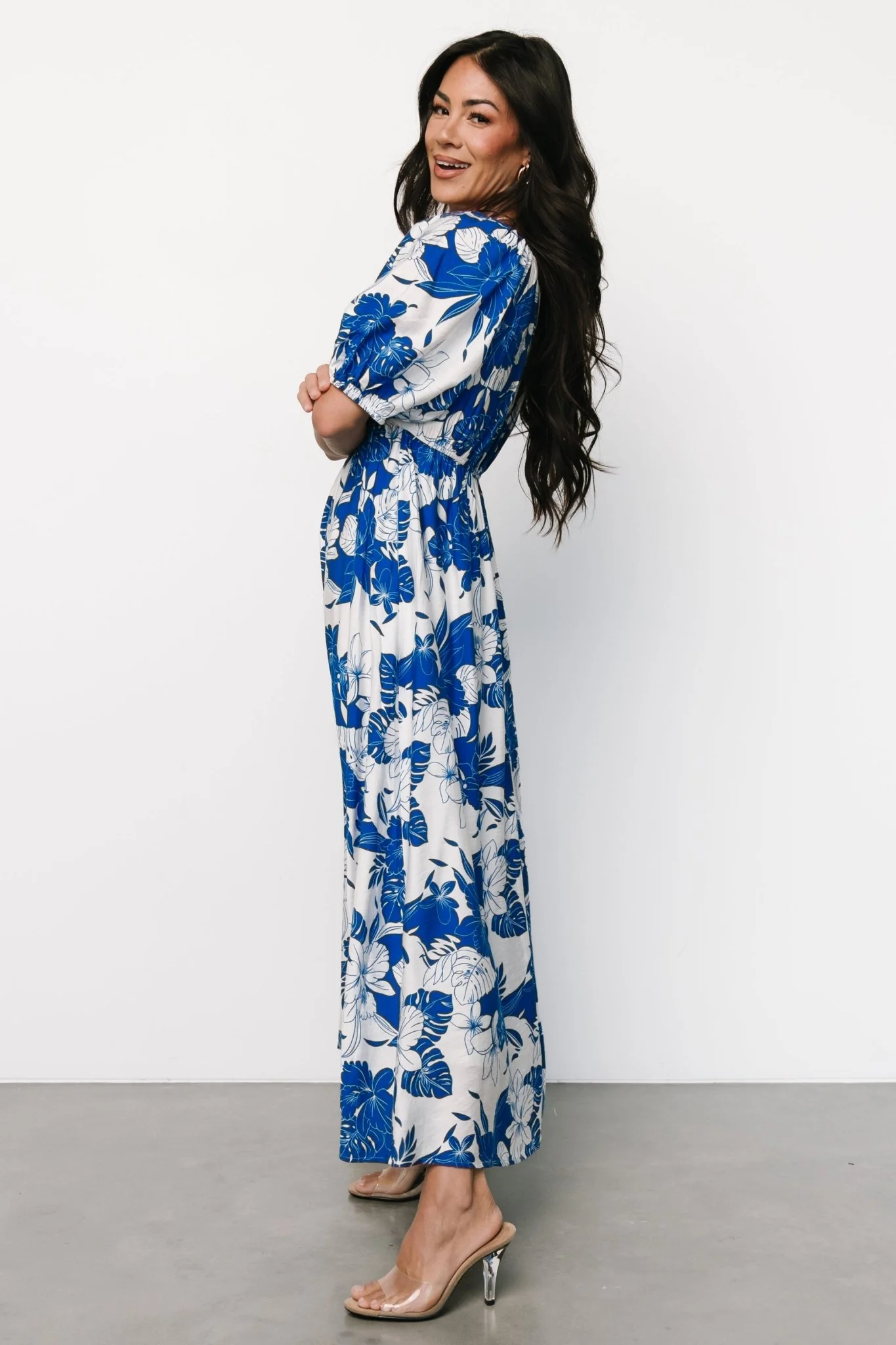 Leela Maxi Dress | Cobalt + Off White