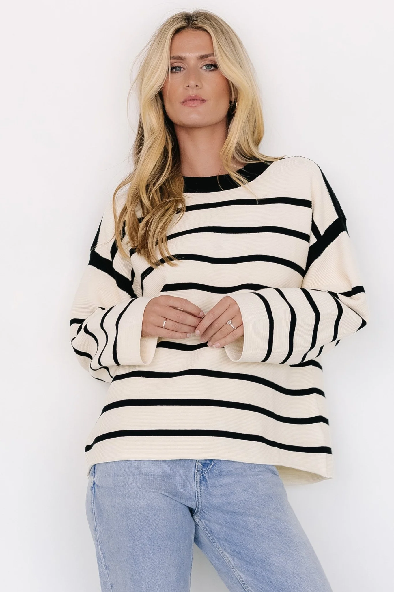 Conway Striped Sweater | Cream + Black