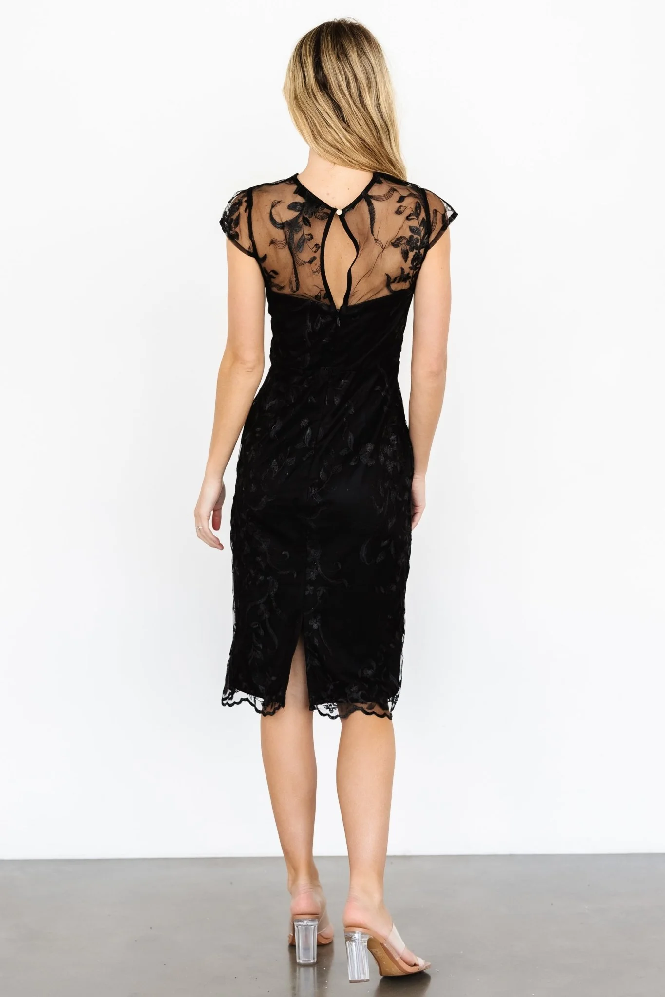 Delphine Applique Midi Dress | Black