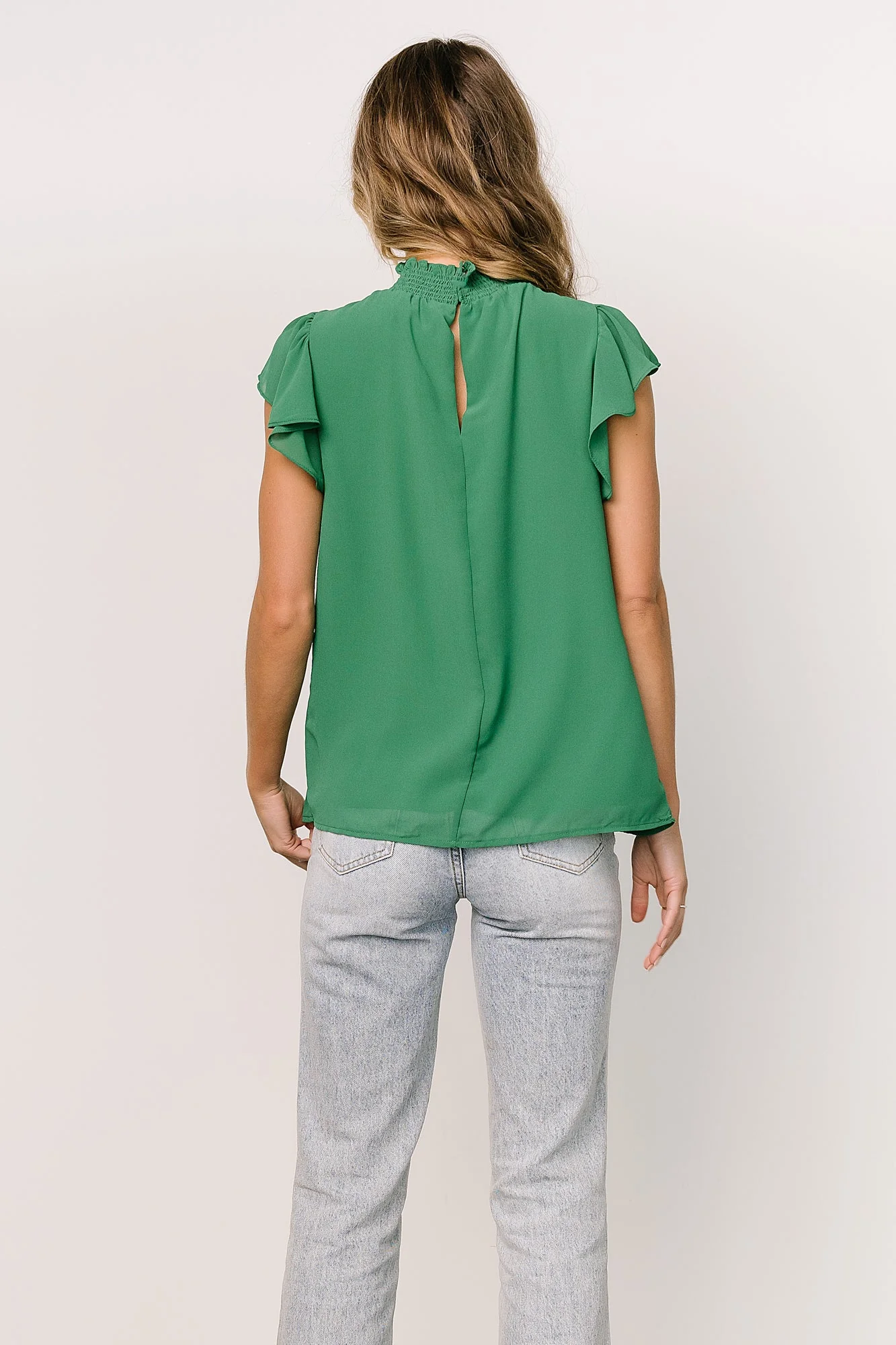 Leah Mock Neck Top | Green