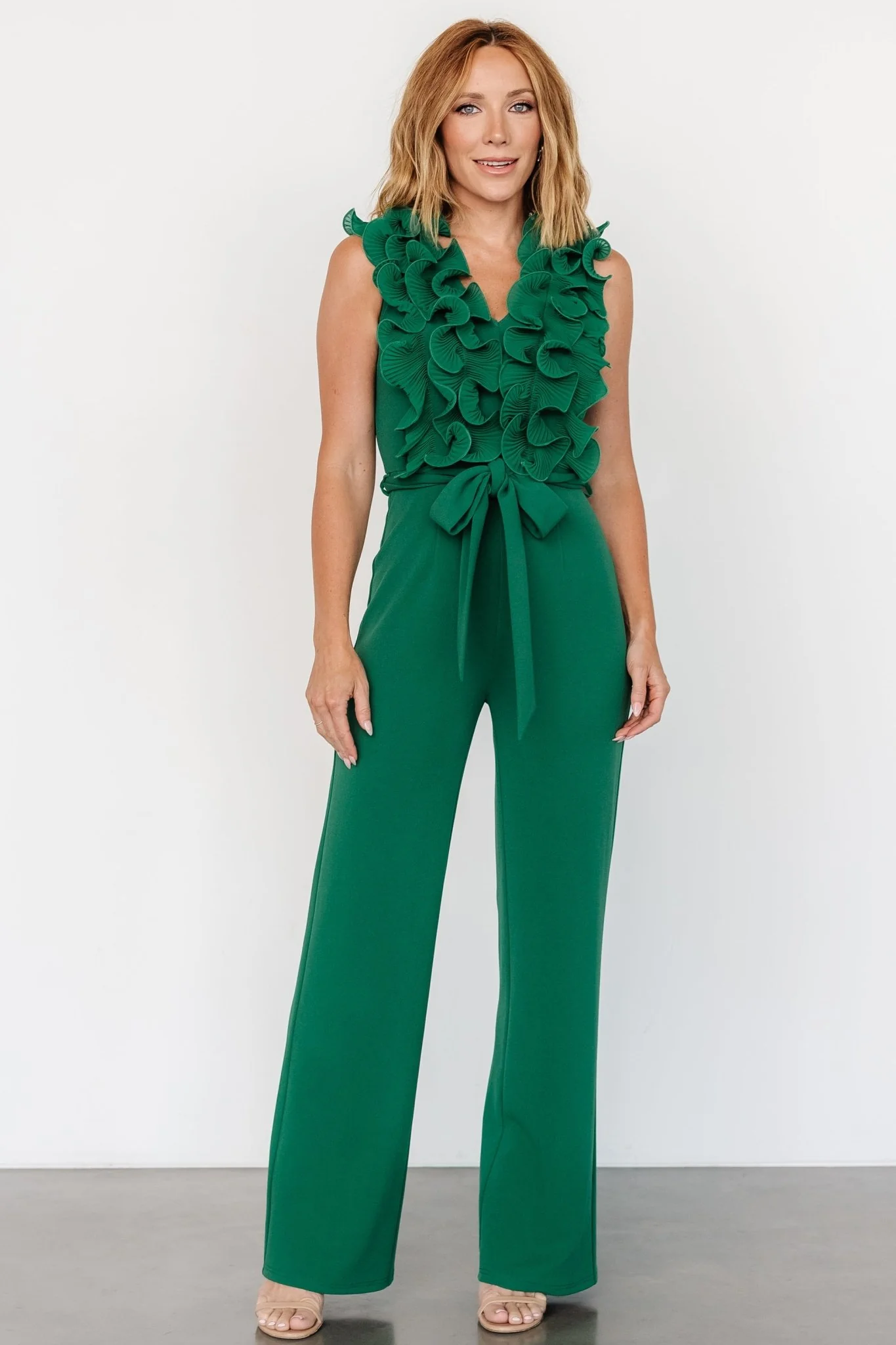 Tyra Ruffle Tank Jumpsuit | Green