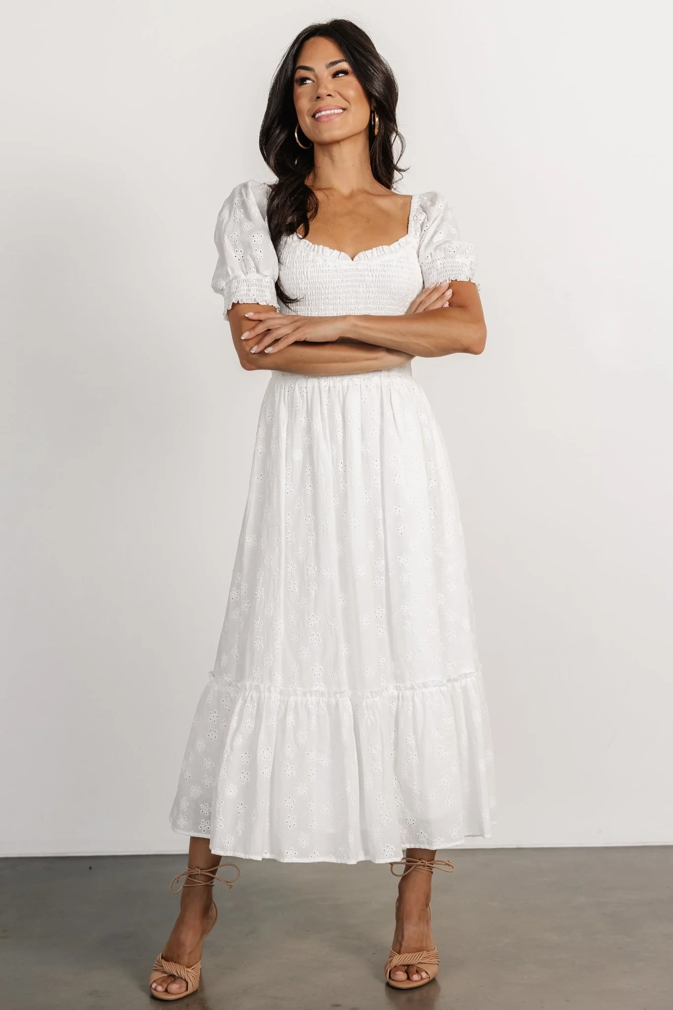 Piper Eyelet Midi Dress | Off White