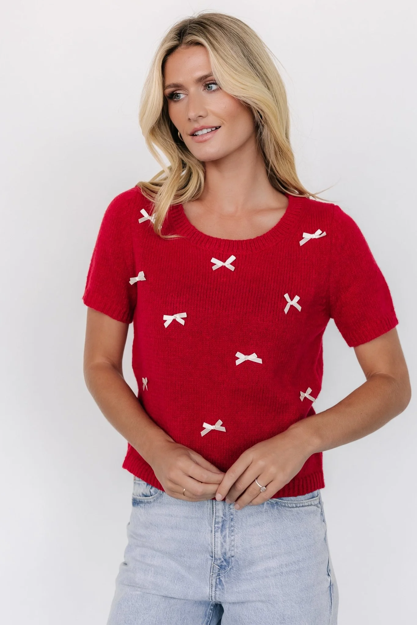 Chloe Bow Sweater | Red
