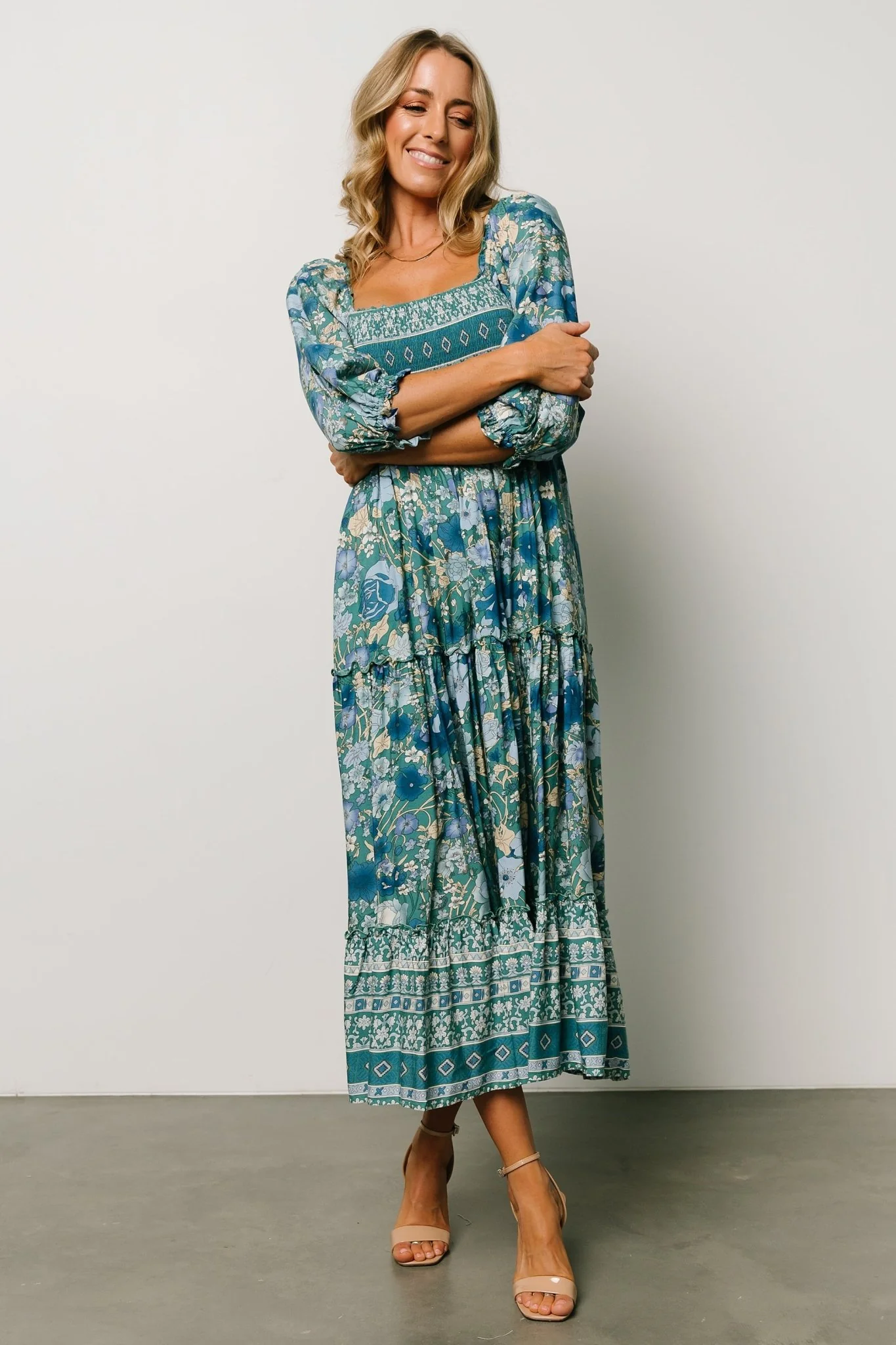 Shanna Tiered Dress | Emerald Multi