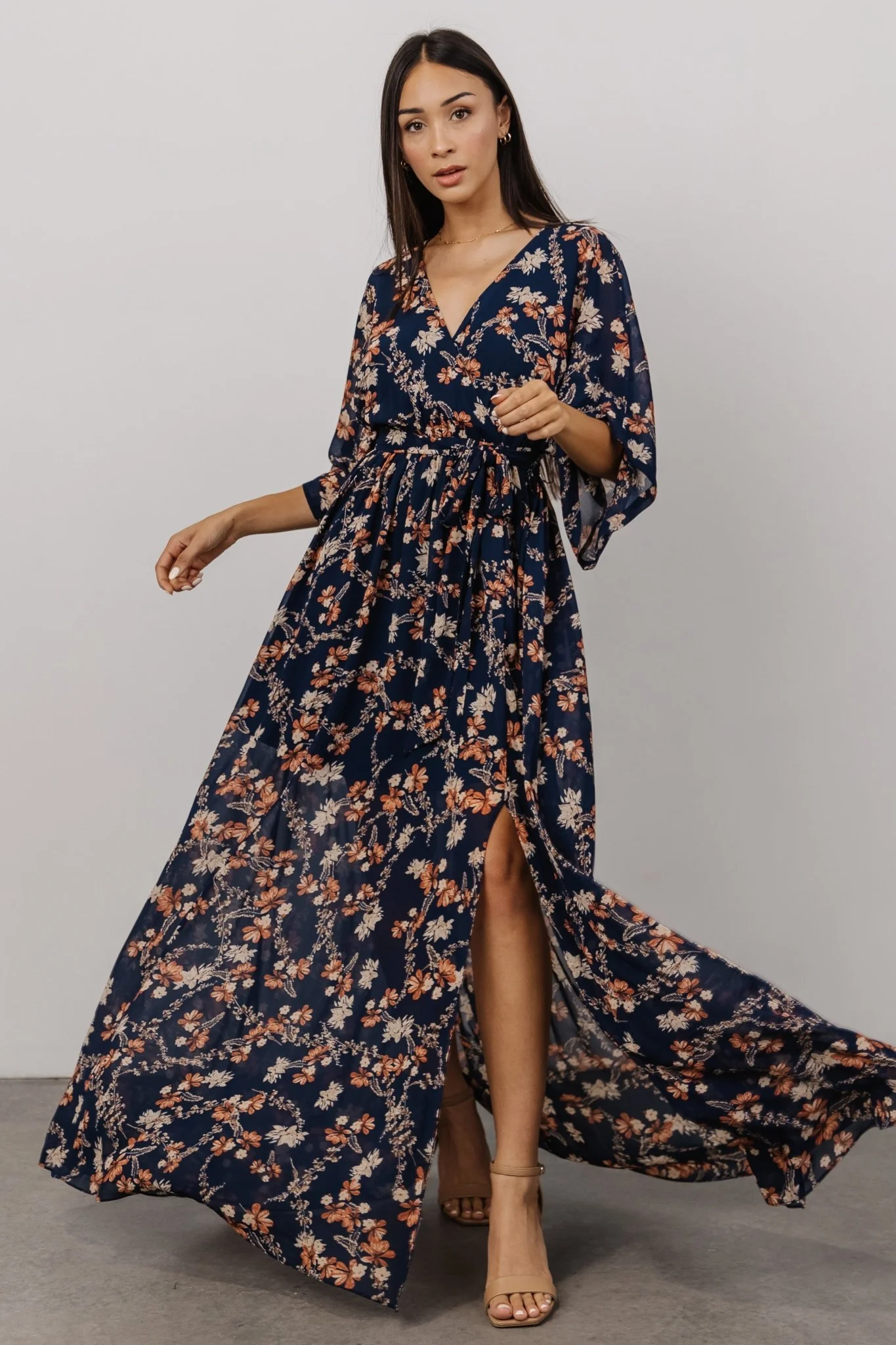 Kia Kimono Maxi Dress | Dark Blue Floral