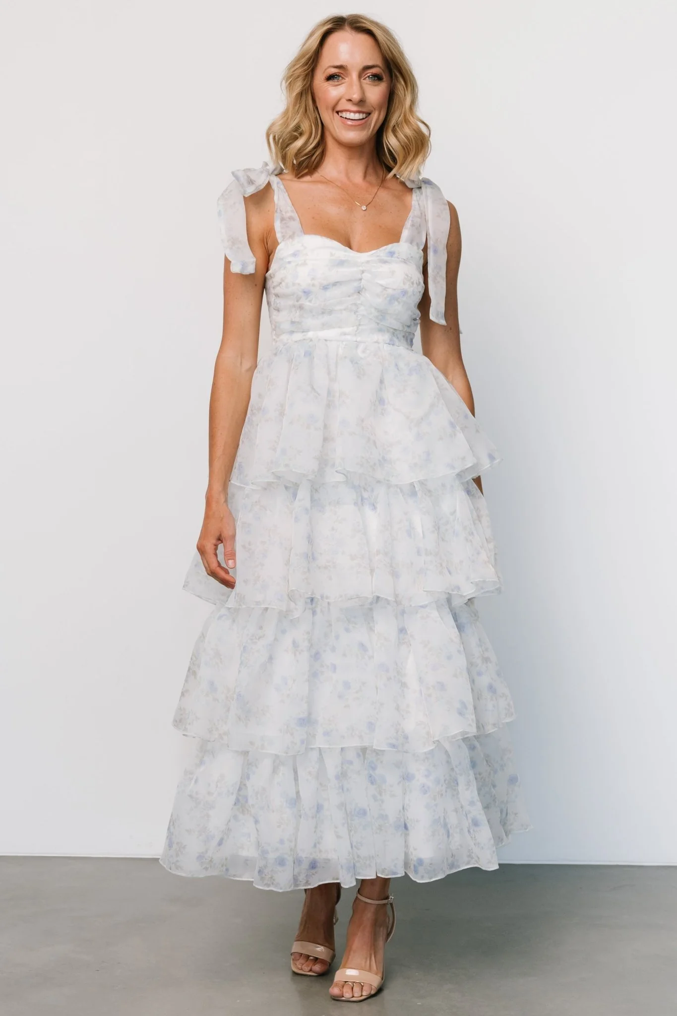 Rosemary Tiered Dress | Light Blue Floral