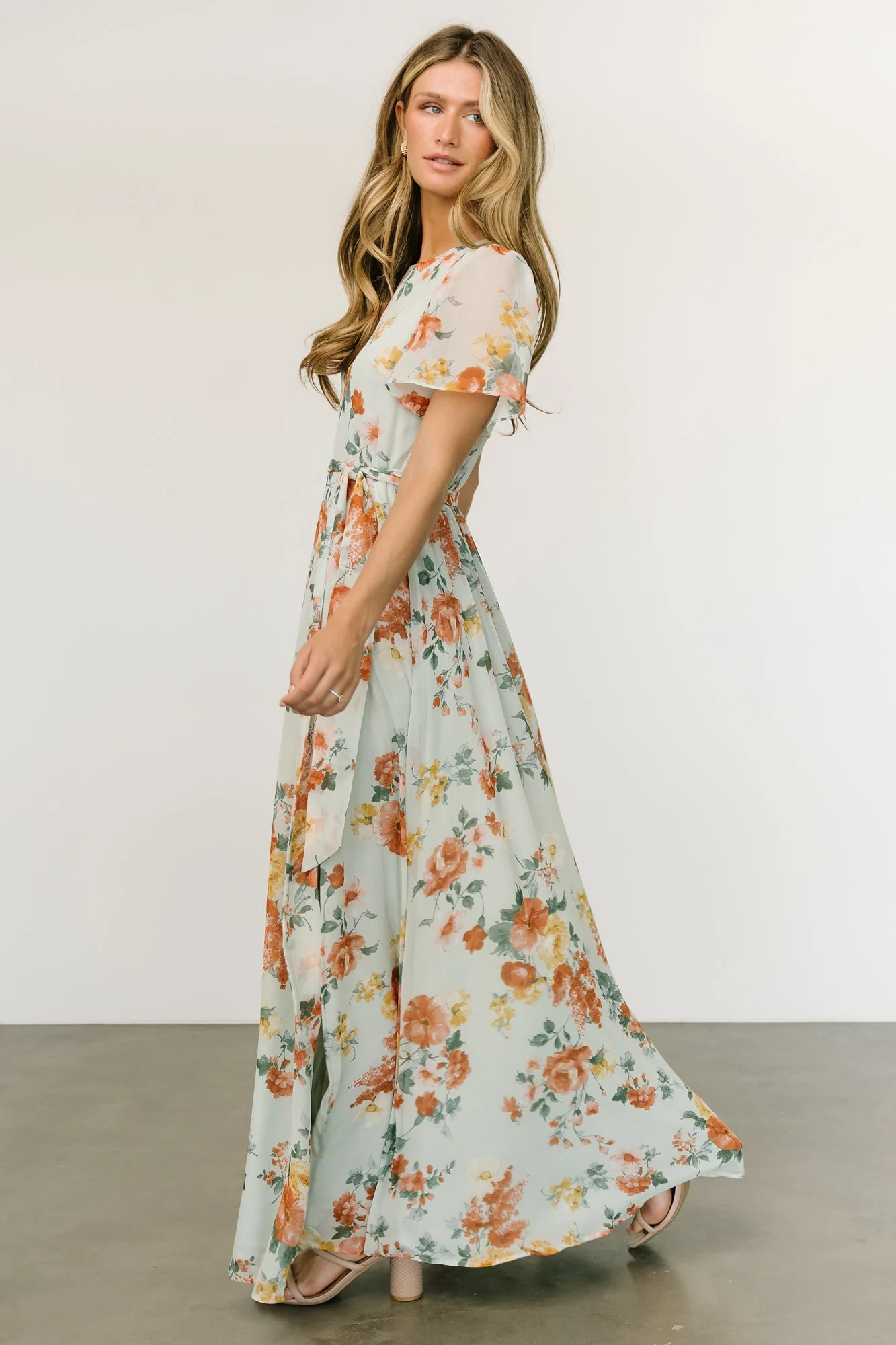 Naomi Short Sleeve Maxi Dress | Sage Floral