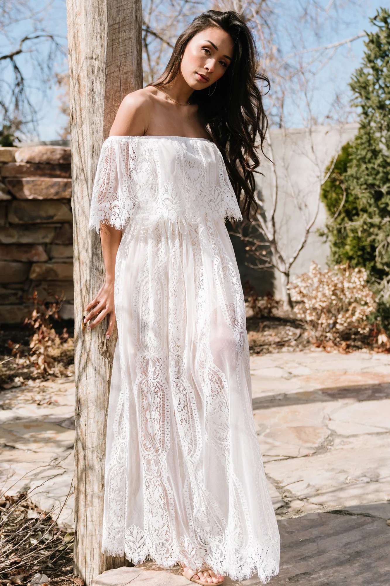 Caroline Lace Maxi Dress | Off White