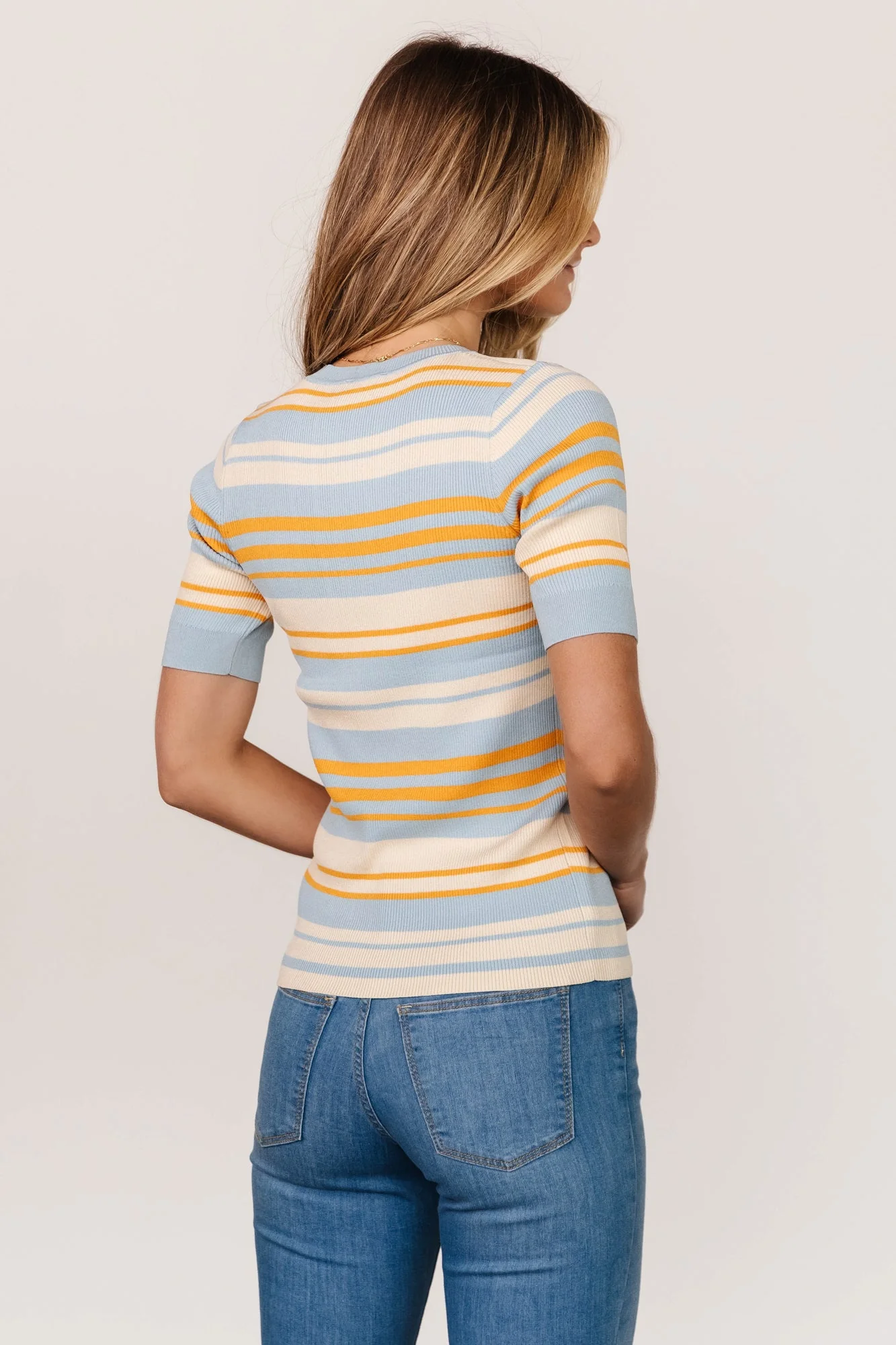 Teagan Striped Top | Blue + Orange