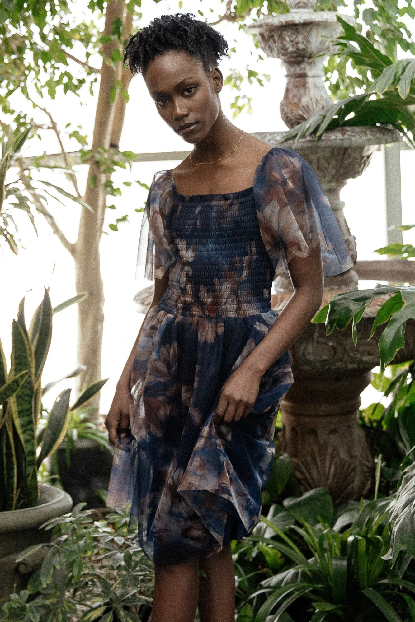 Tivoli Tulle Short Dress | Dark Blue Floral