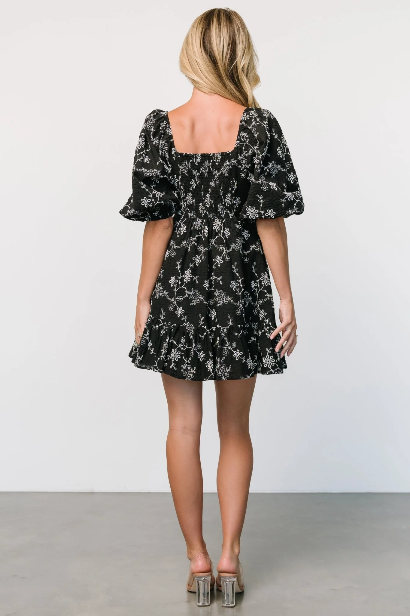 Serres Eyelet Mini Dress | Black + White