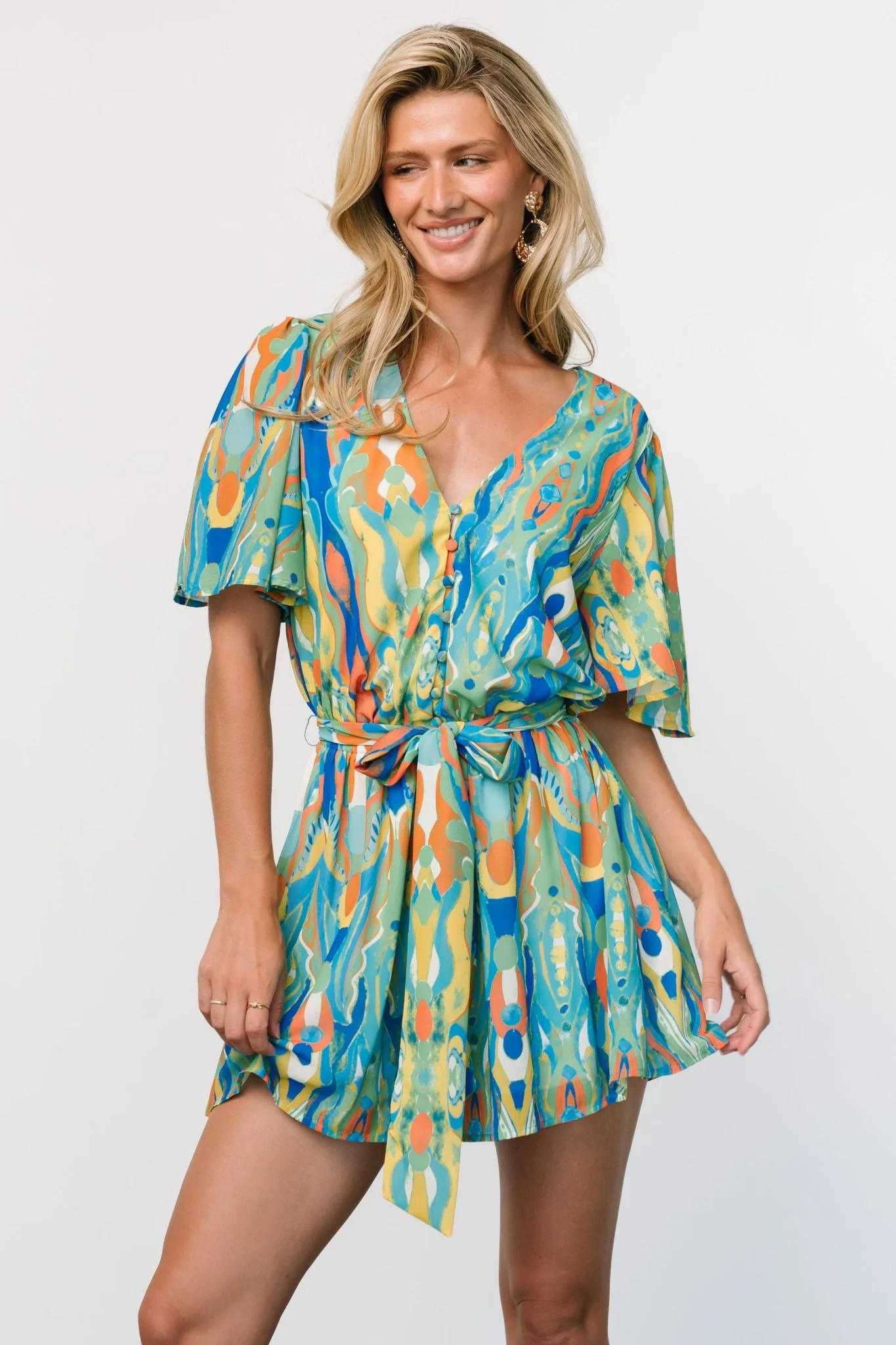 Gibson Romper | Blue + Green Multi