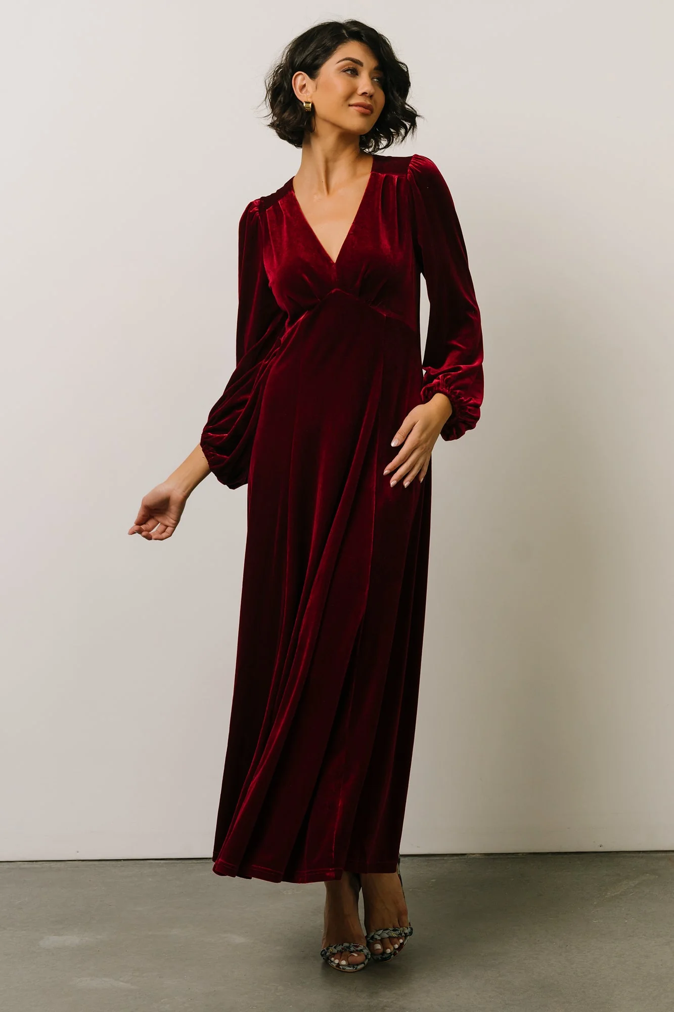 Adelita Velvet Maxi Dress | Merlot