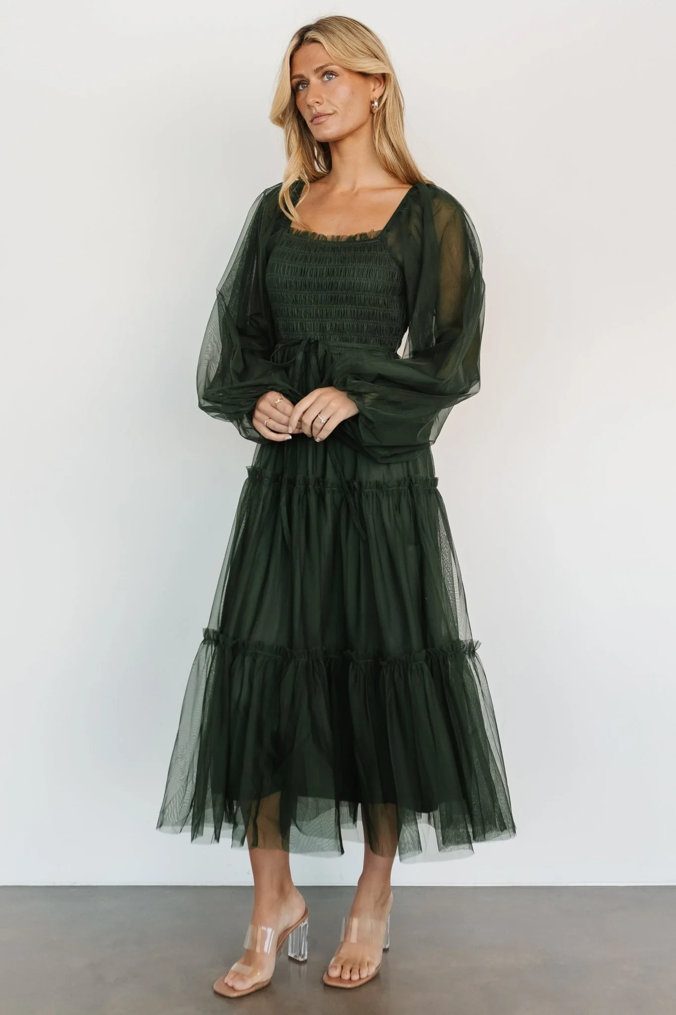 Katrina Tulle Maxi Dress | Dark Green