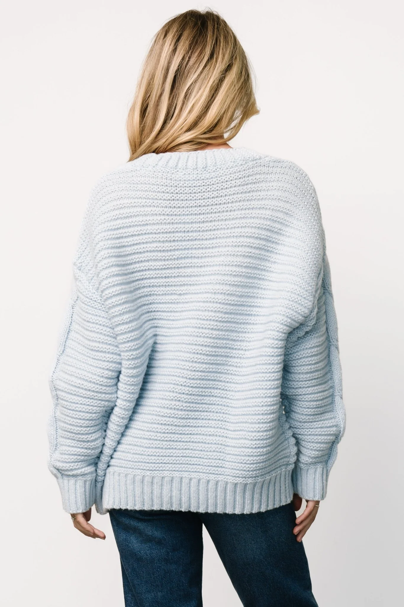 Ames Cable Knit Cardigan | Light Blue