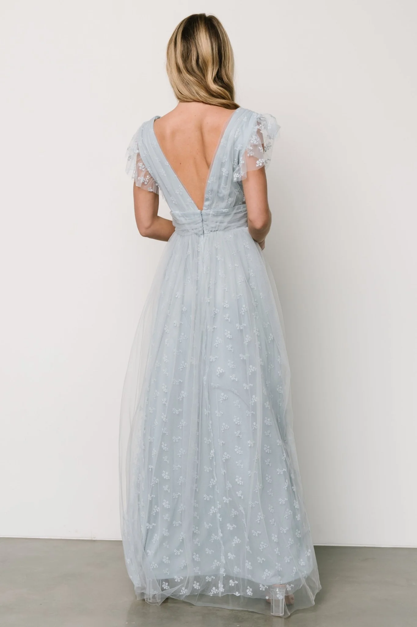 Caterina Tulle Maxi Dress | Light Blue