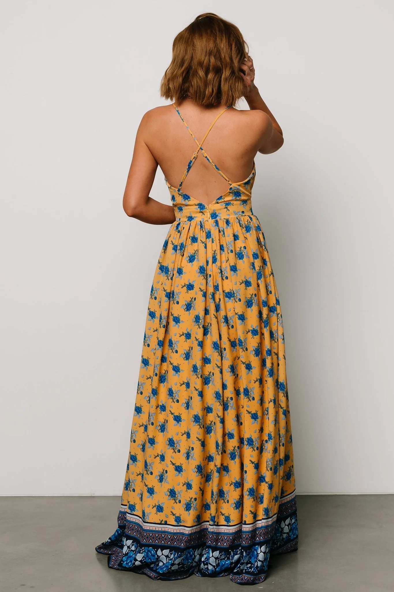 Brylee Maxi Dress | Mustard + Navy