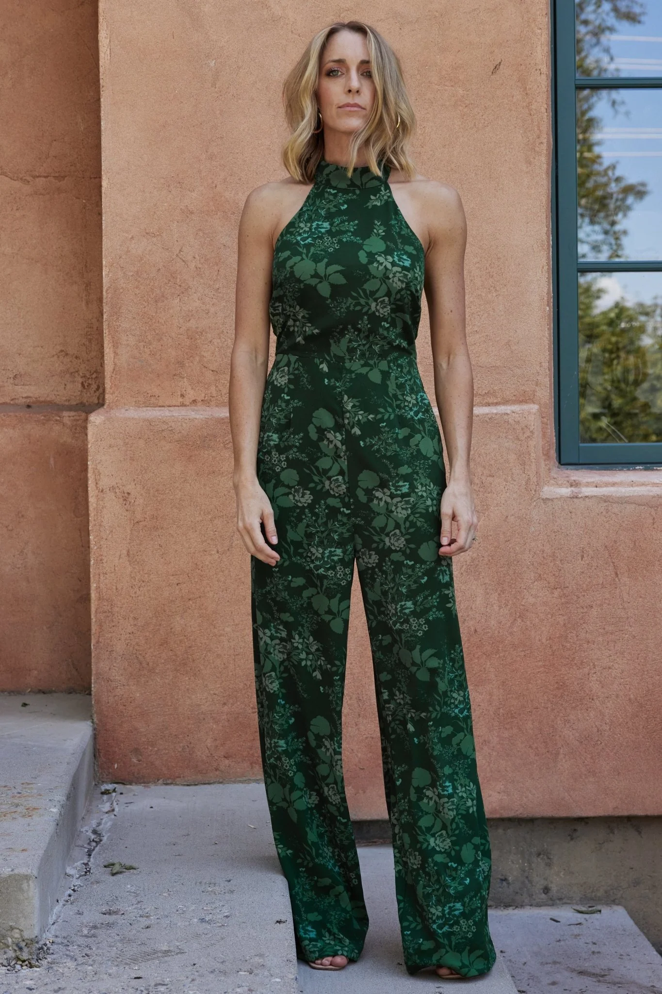 Freya Halter Jumpsuit | Emerald Floral