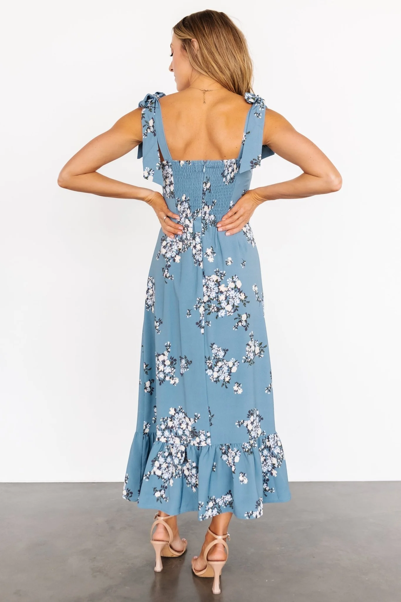 Krissy Midi Dress | Dusty Blue Floral