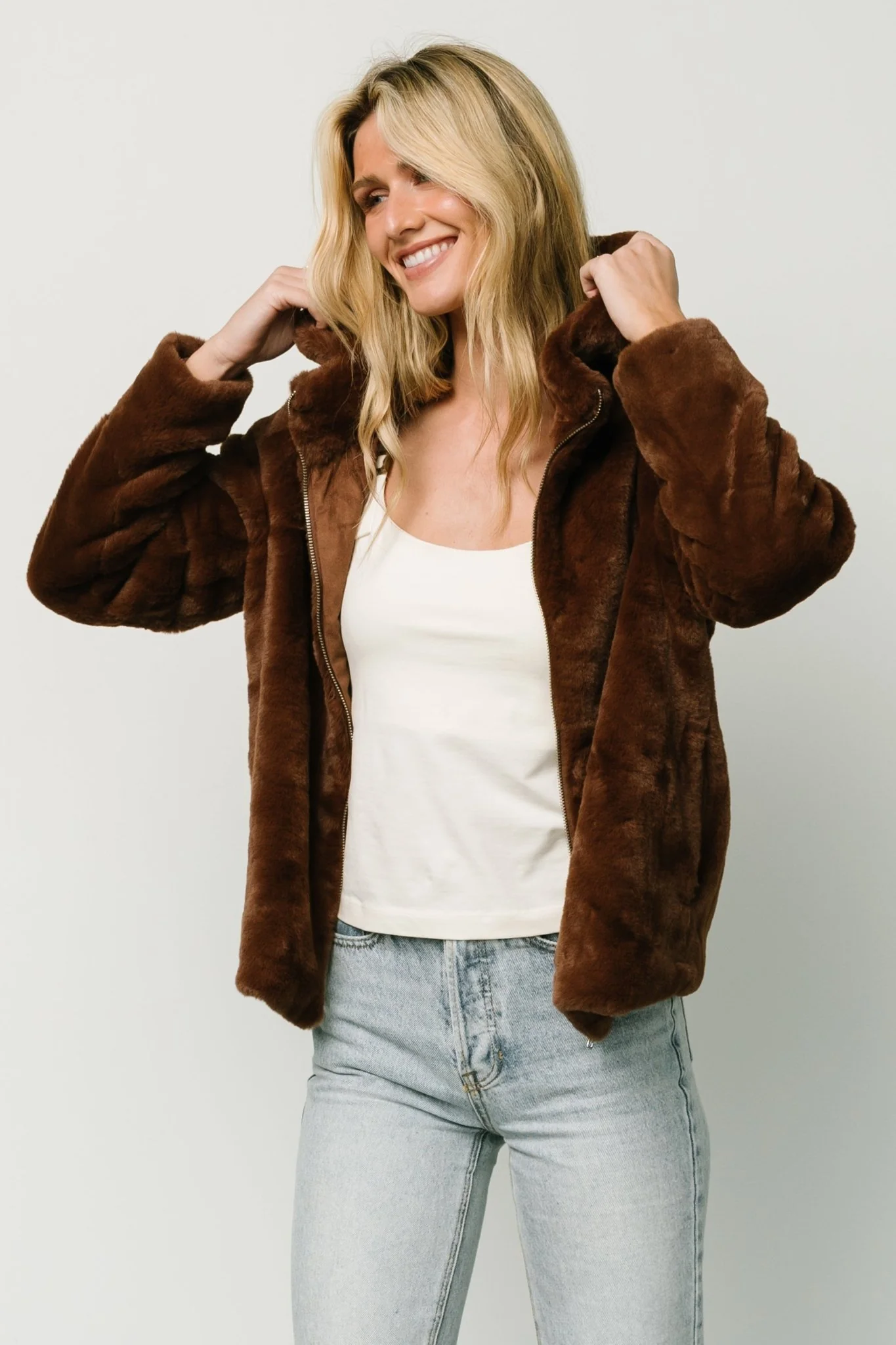 Leeds Faux Fur Jacket | Brown