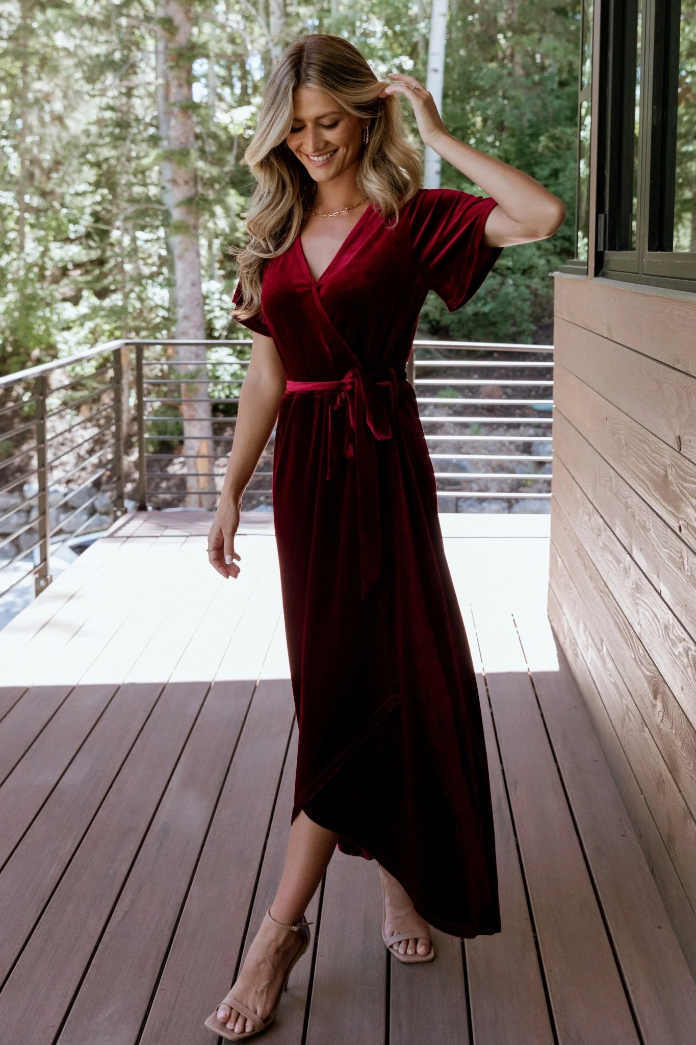 Nadine Velvet Midi Dress | Merlot