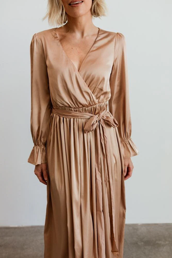 Holly Satin Maxi Dress | Champagne