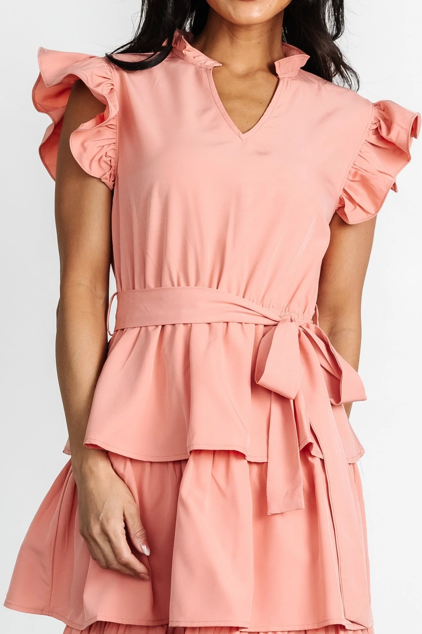 Chrysanthi Tiered Dress | Dusty Coral