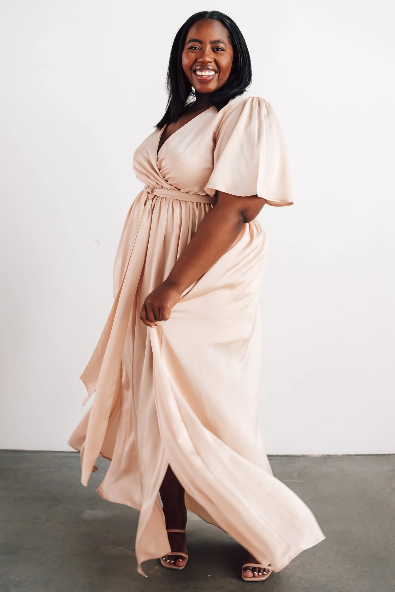 Sicily Satin Maxi Dress | Natural